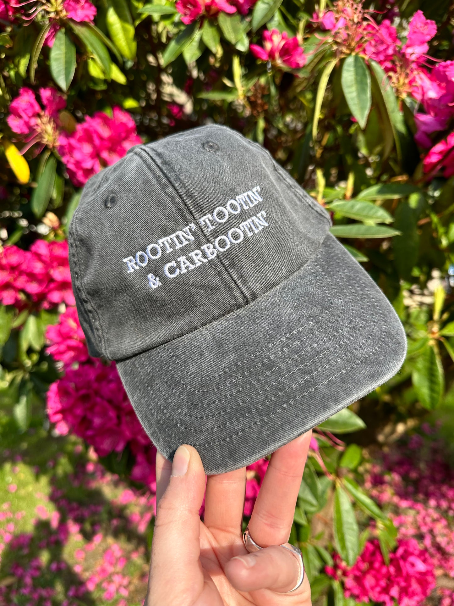 Rootin’ Tootin’ & Carbootin’ Black & White Cap Hat