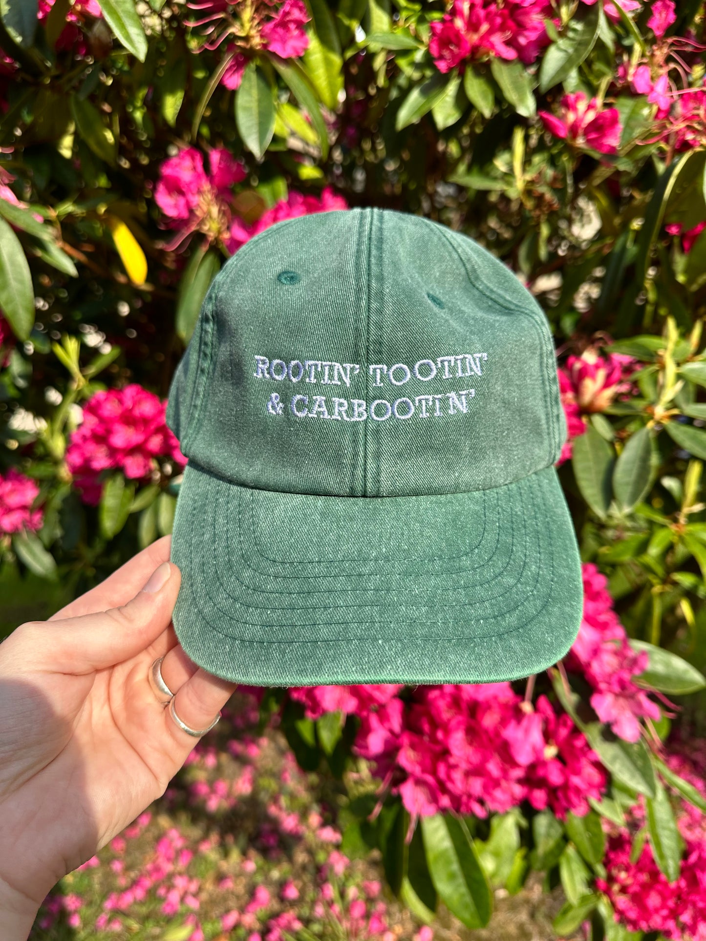Rootin’ Tootin’ & Carbootin’ Vintage Green & Lilac Cap