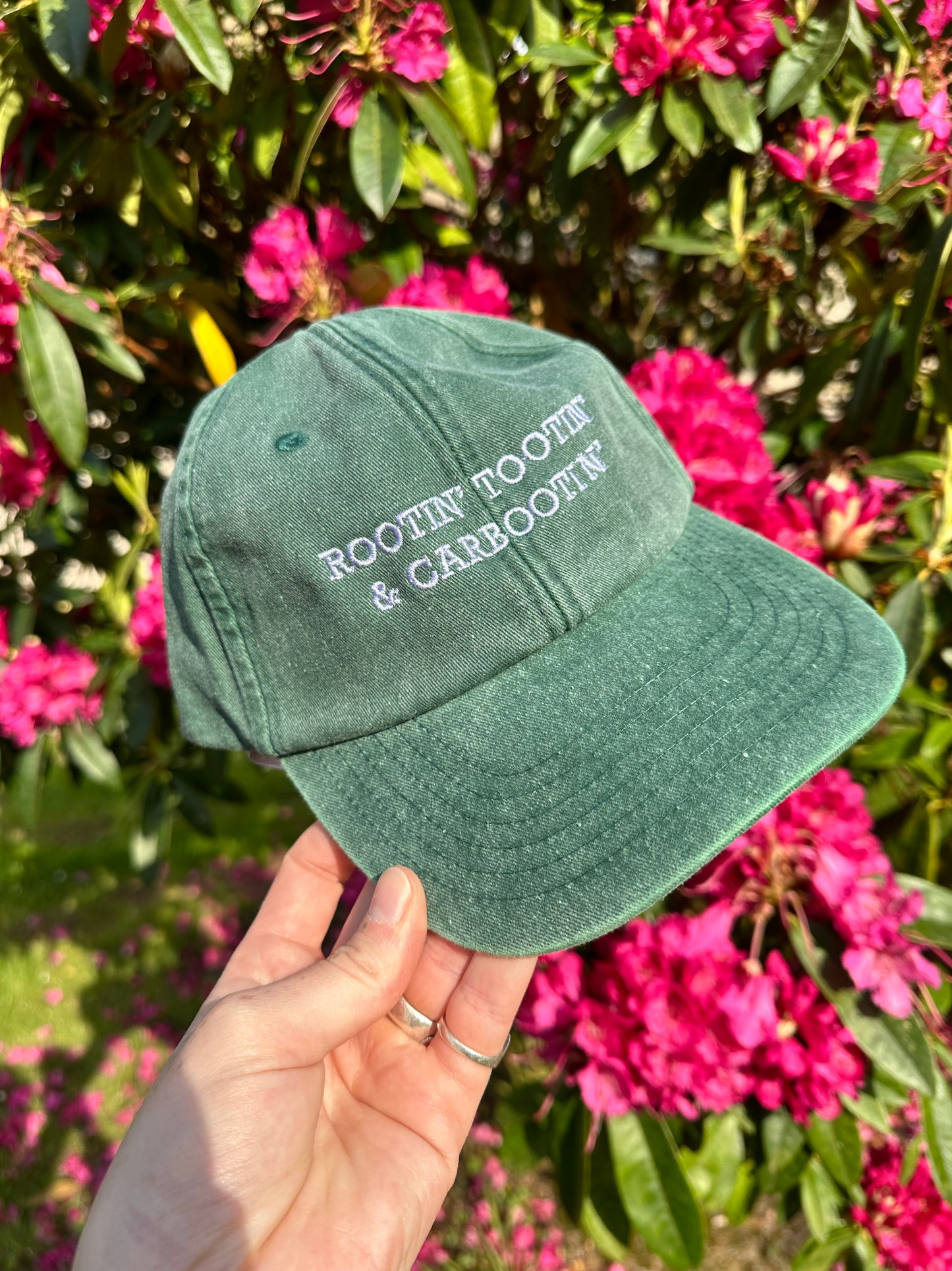 Rootin’ Tootin’ & Carbootin’ Vintage Green & Lilac Cap