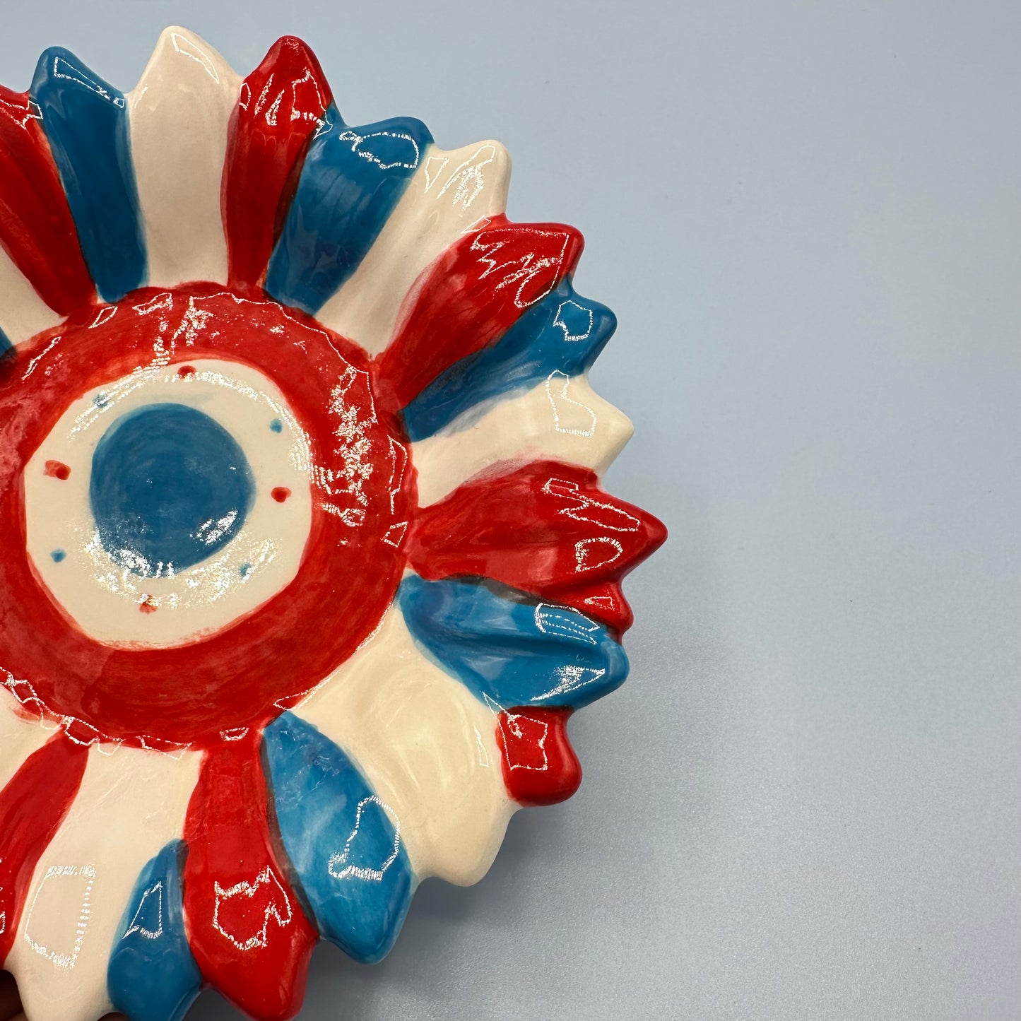 Red & Blue Ceramic Dish