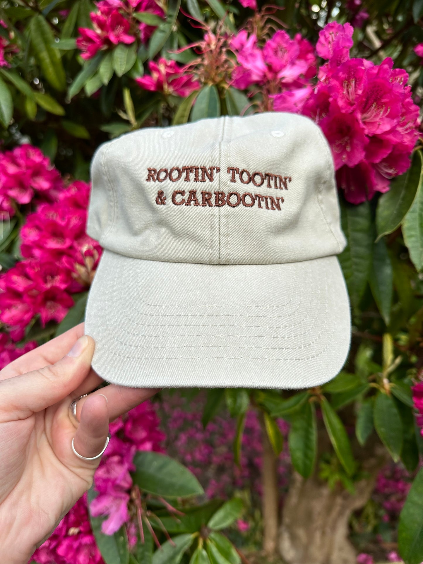 Rootin’ Tootin’ & Carbootin’ Beige & Chocolate Cap Hat