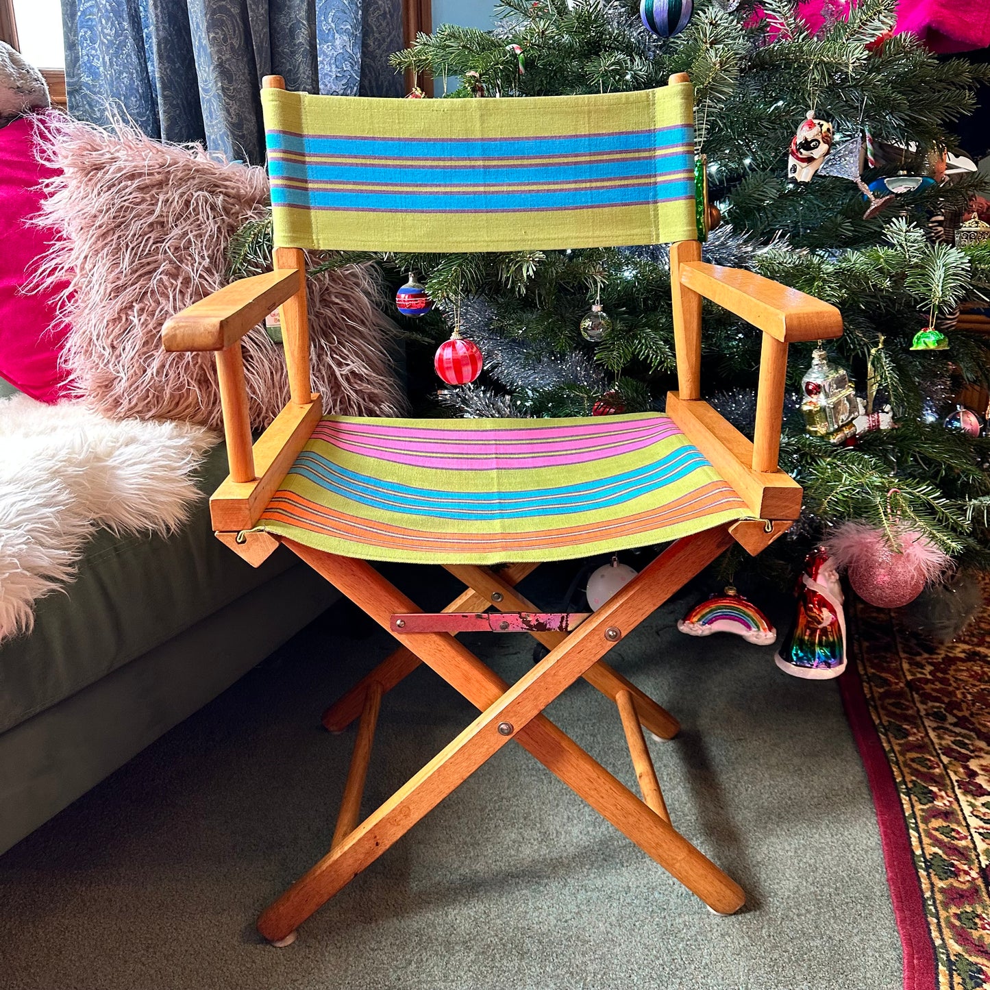 Candy Striped Director's Chair (Green, Orange, Blue & Pink)