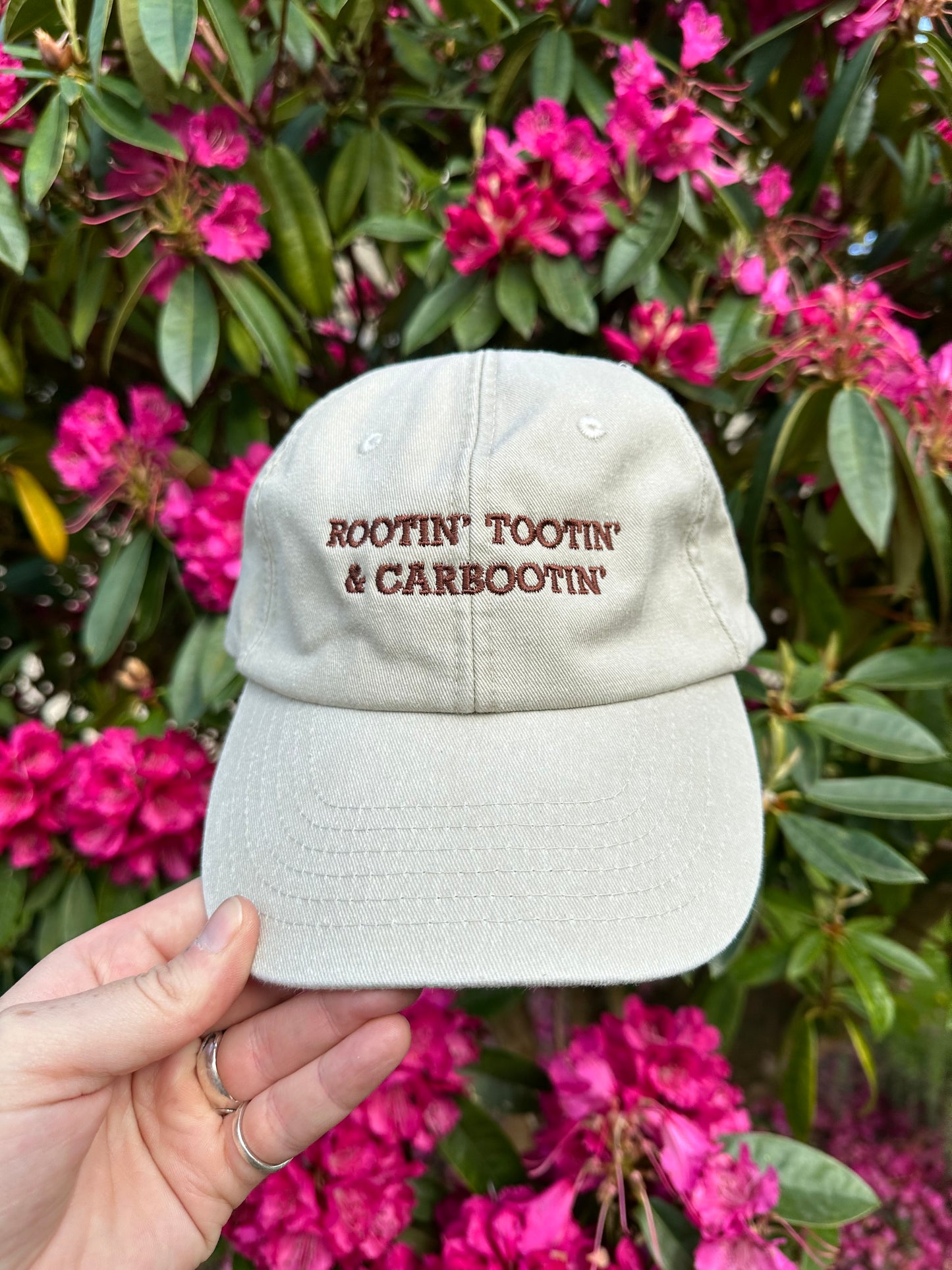 Rootin’ Tootin’ & Carbootin’ Beige & Chocolate Cap Hat
