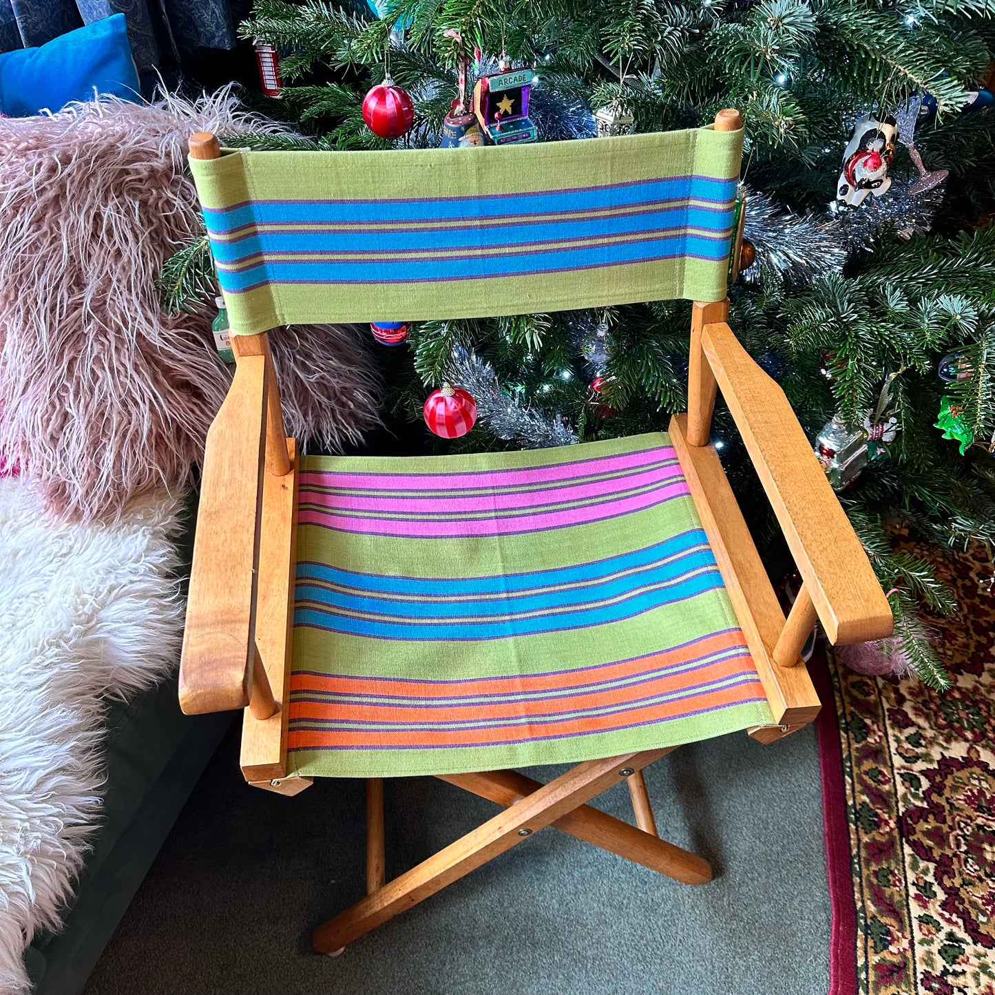 Candy Striped Director's Chair (Green, Orange, Blue & Pink)