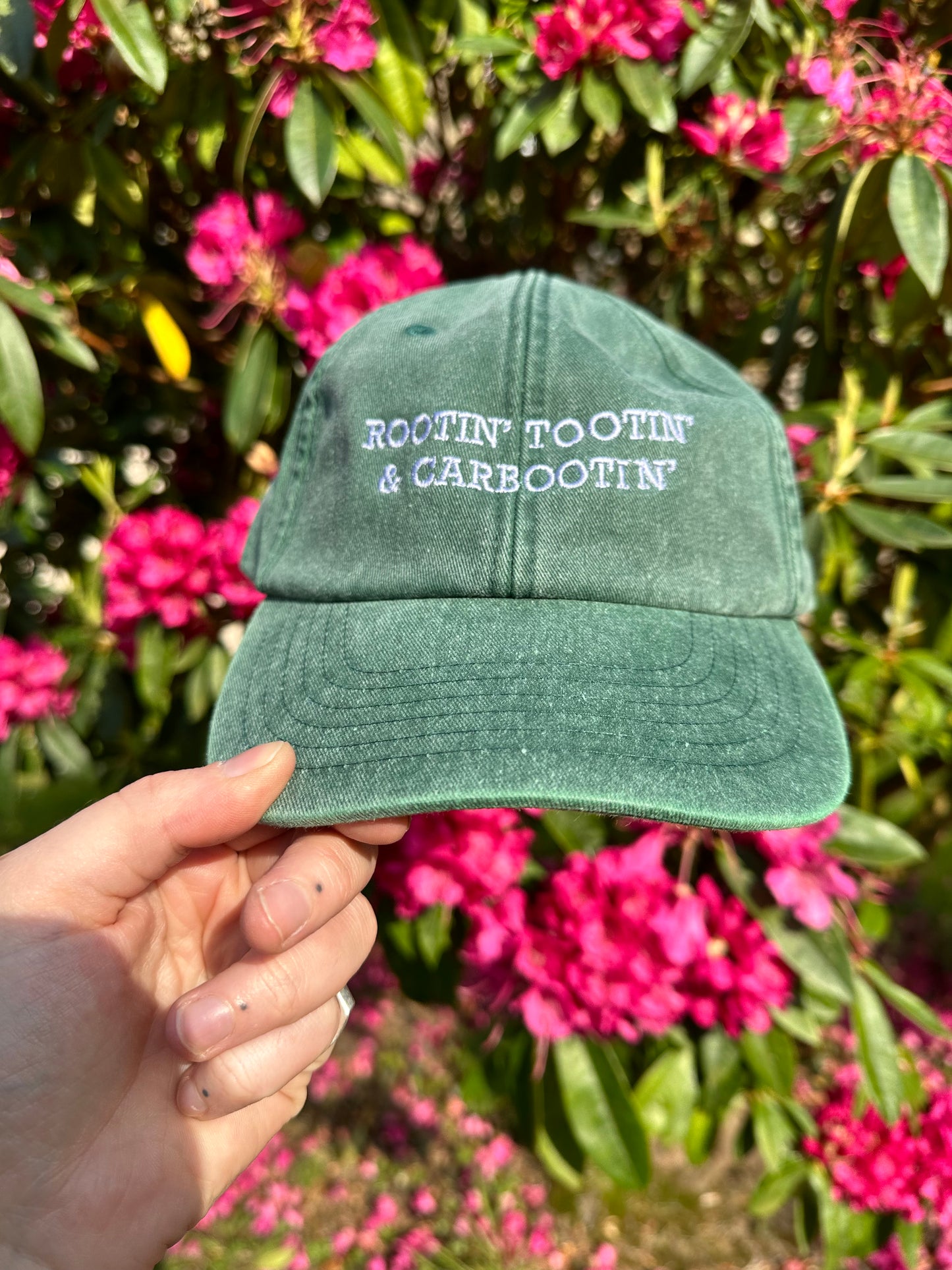 Rootin’ Tootin’ & Carbootin’ Vintage Green & Lilac Cap