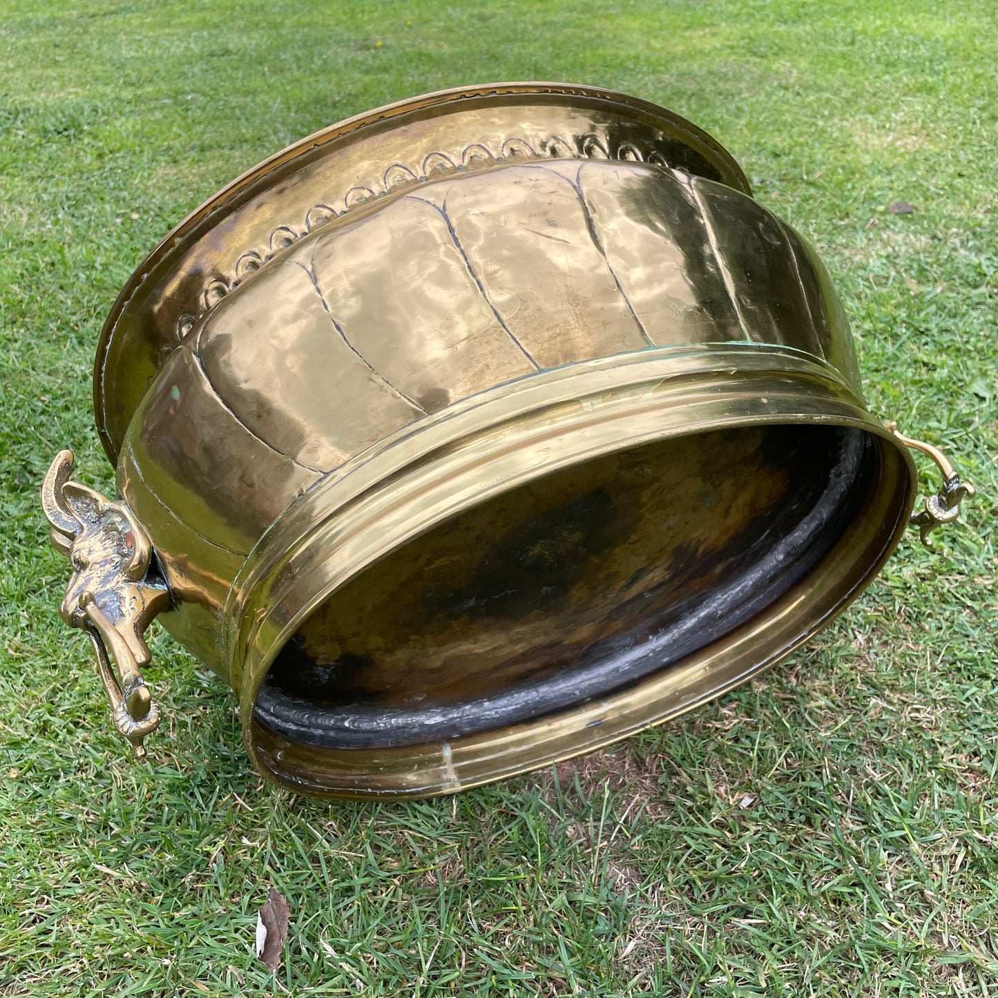 Goat Head Brass Planter Coal Bucket