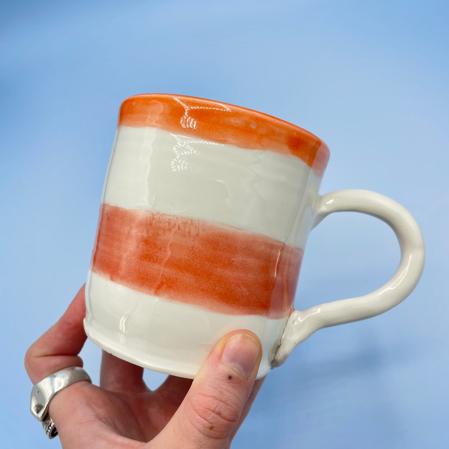 Orange & Cream Striped Mug