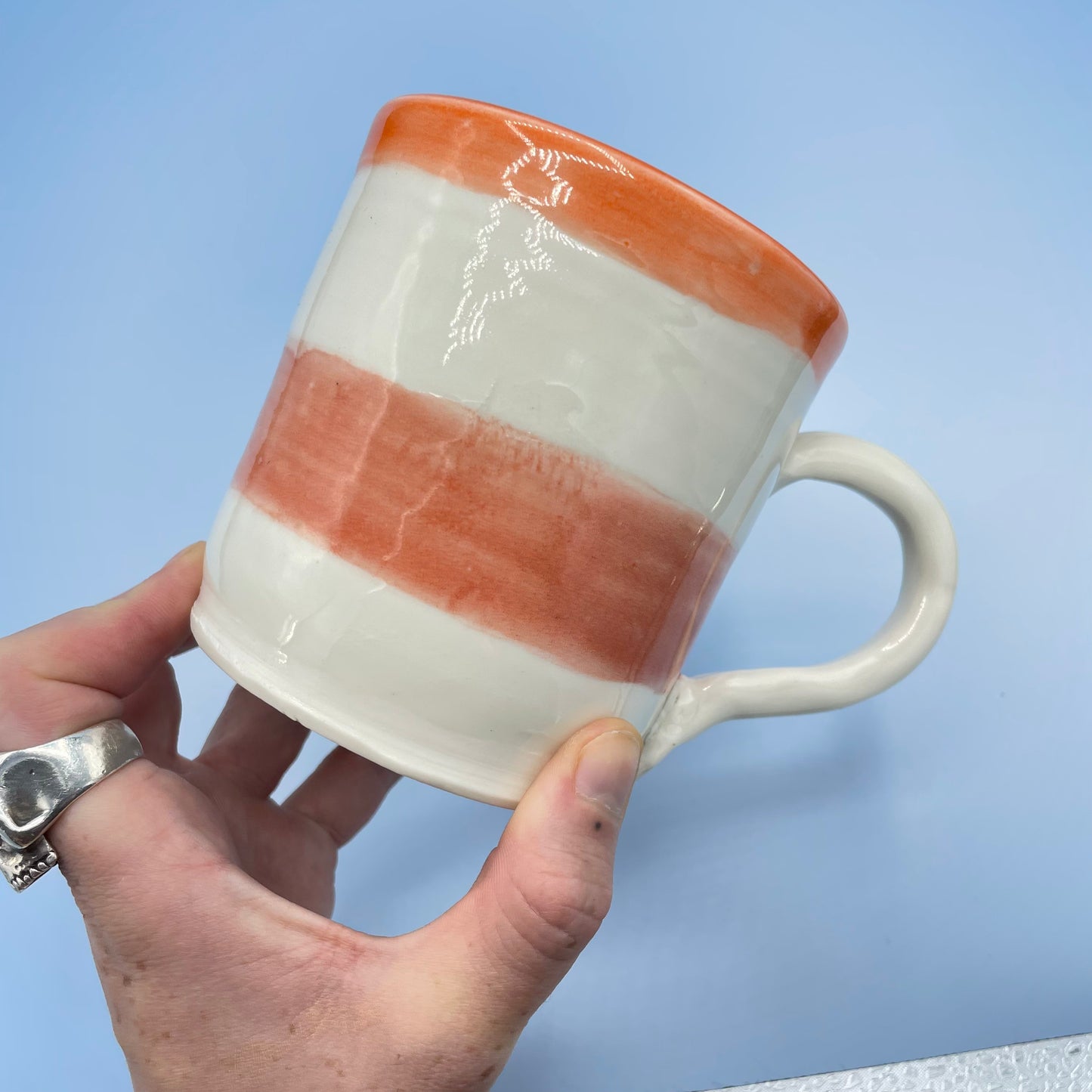 Orange & Cream Striped Mug