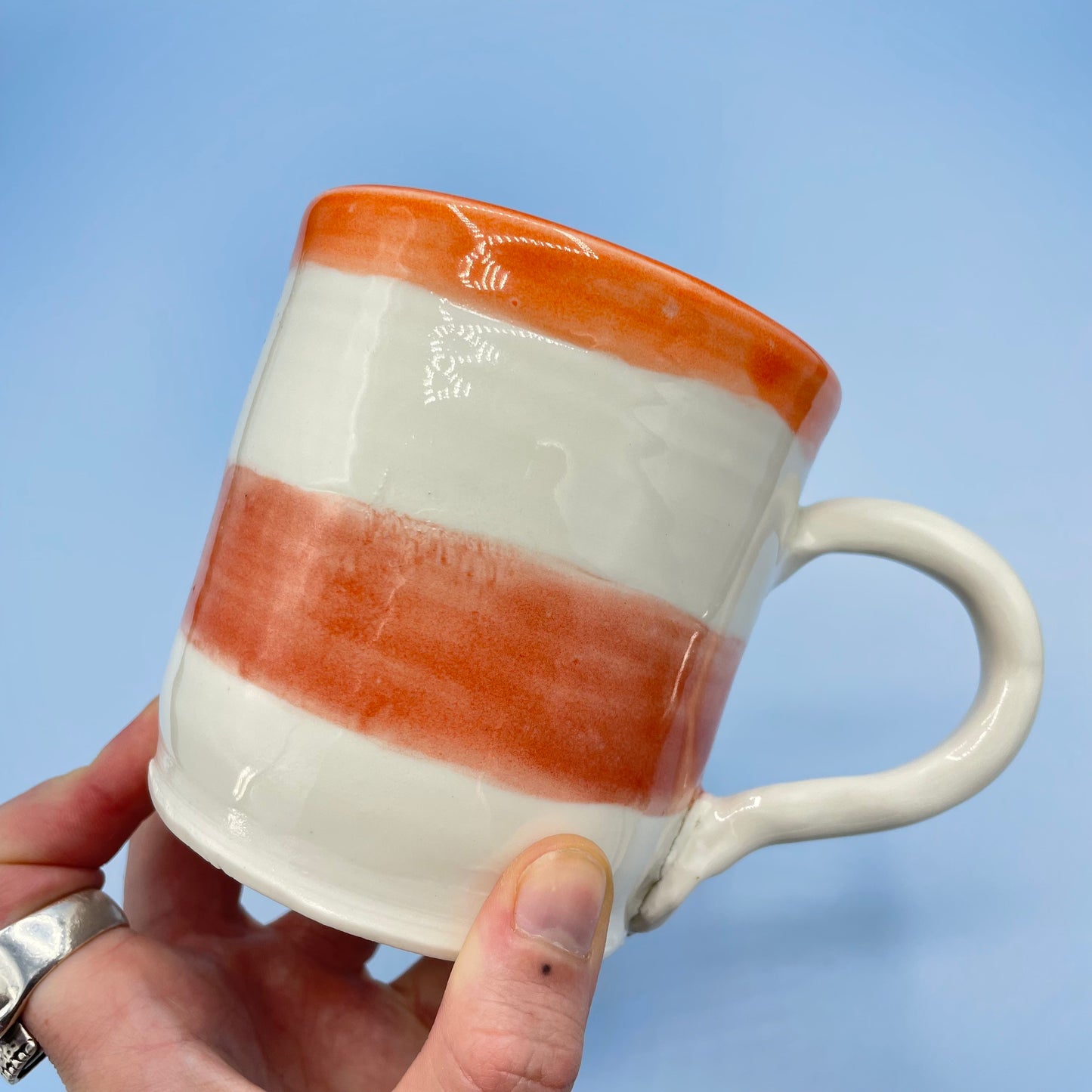 Orange & Cream Striped Mug
