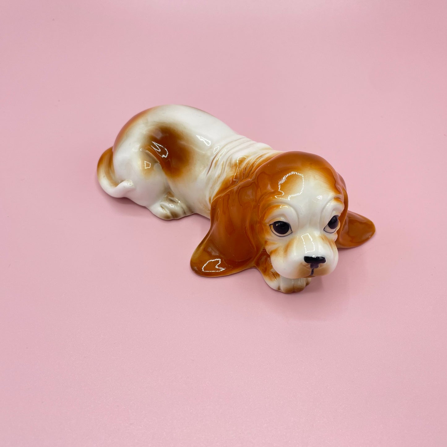 White & Tan Blood Hound Figurine