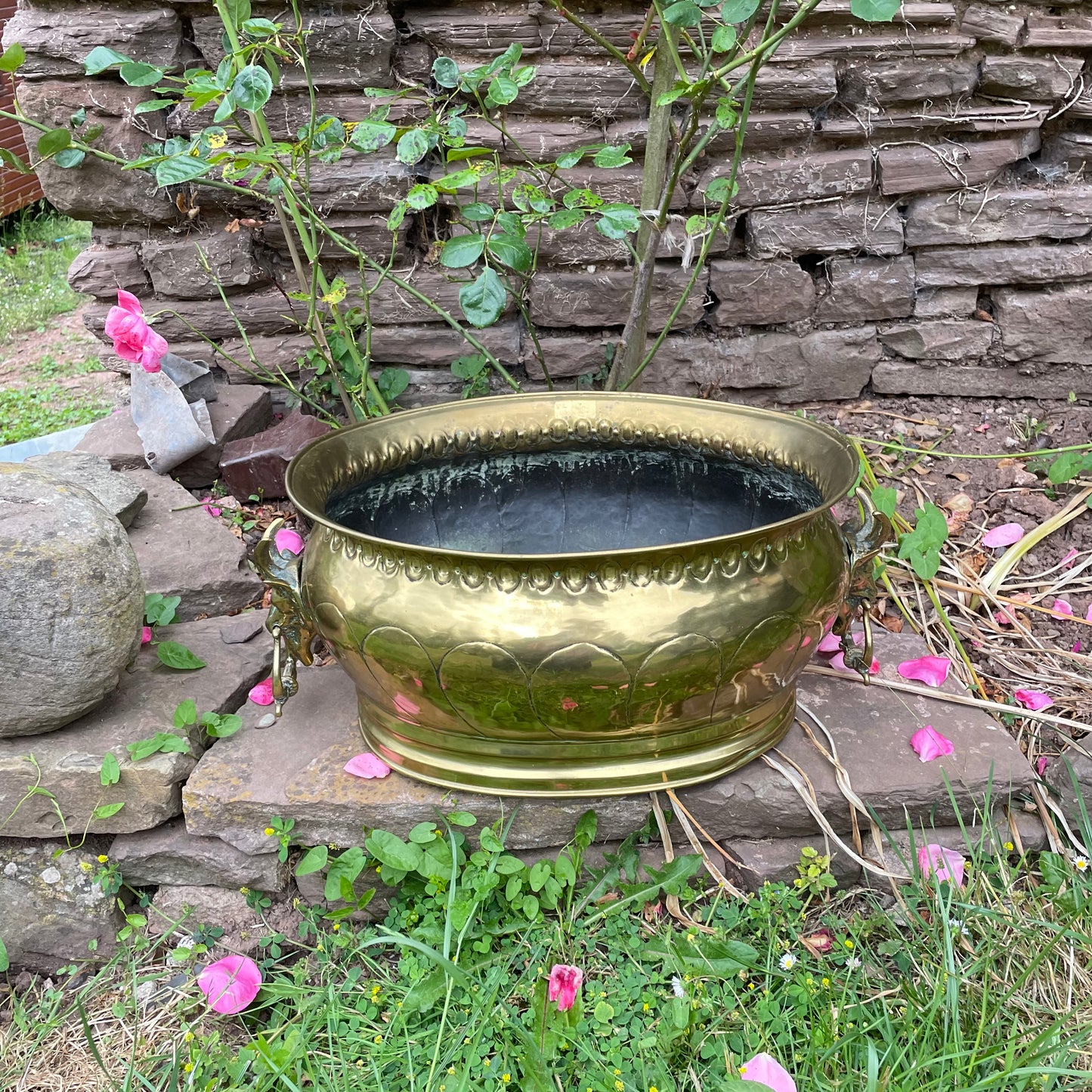 Goat Head Brass Planter Coal Bucket