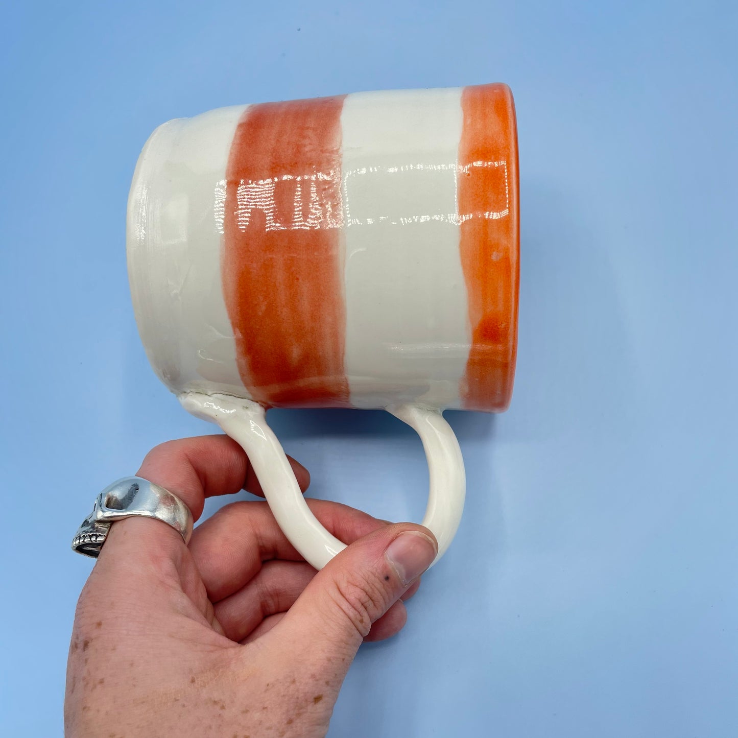 Orange & Cream Striped Mug
