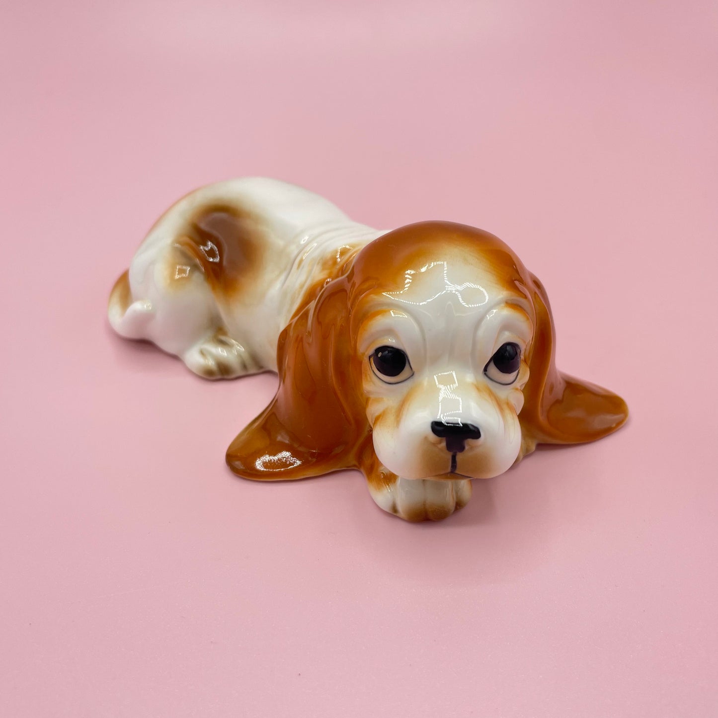 White & Tan Blood Hound Figurine