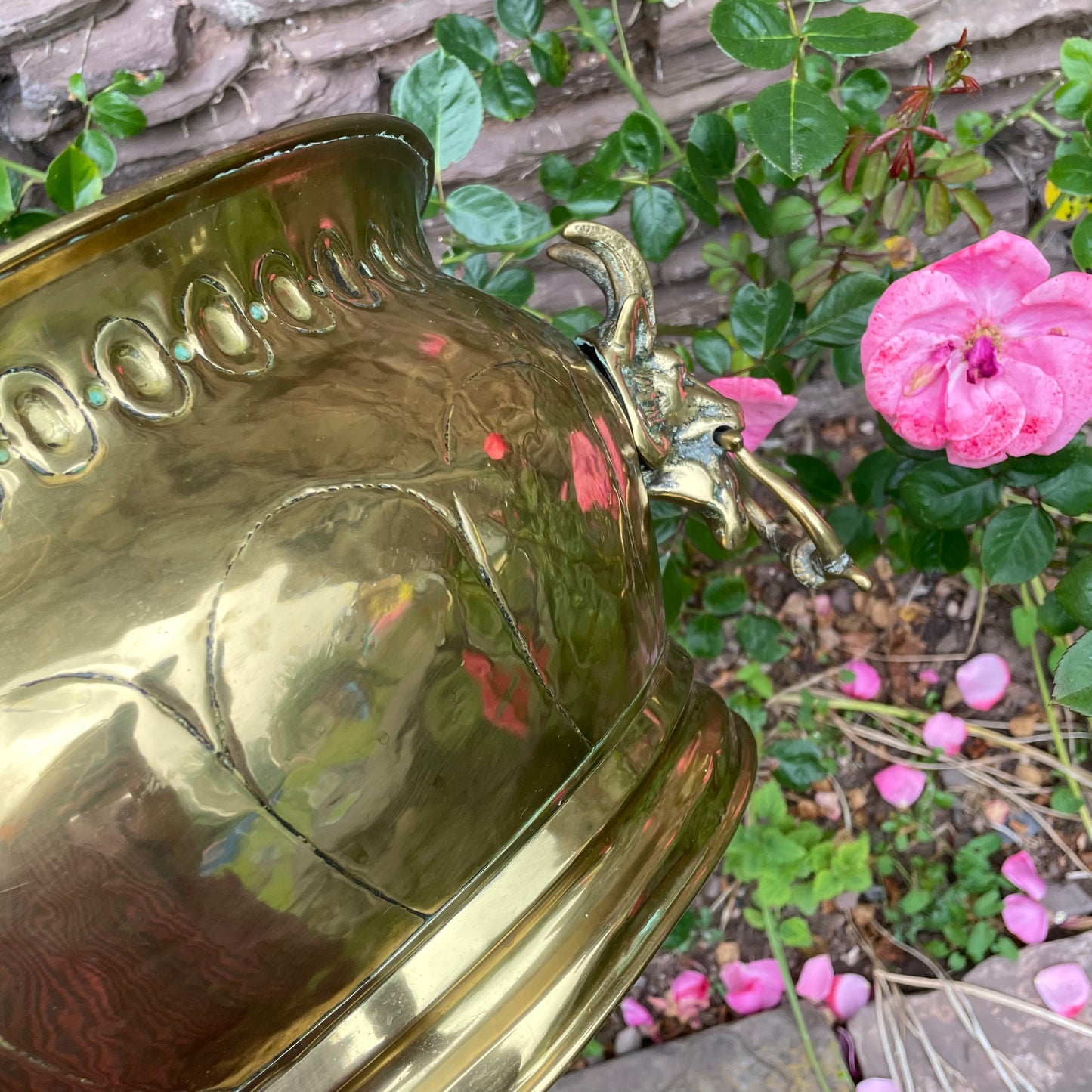 Goat Head Brass Planter Coal Bucket