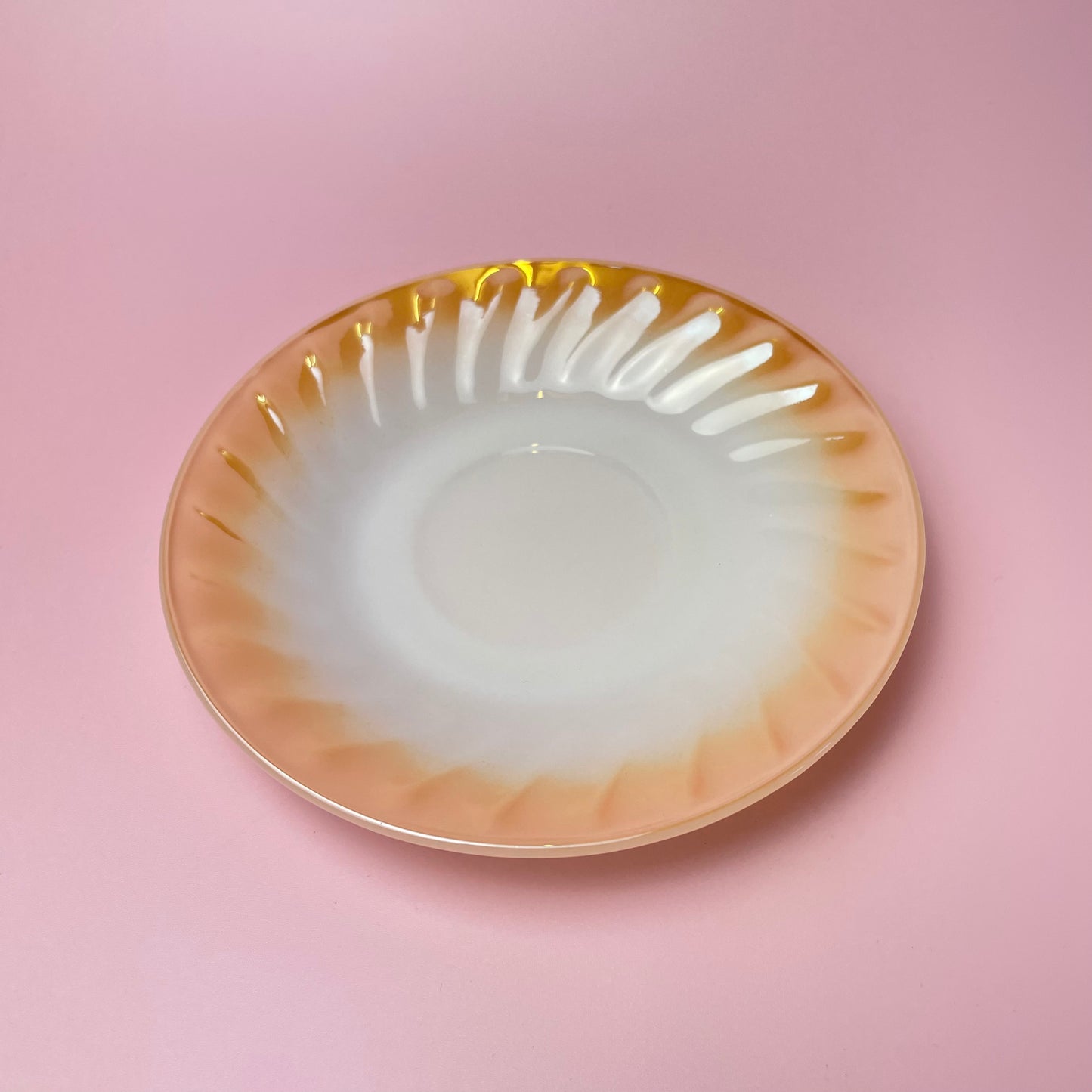 Fire King Grill Peach & White Lustre Tea Cup & Saucer (Singles)