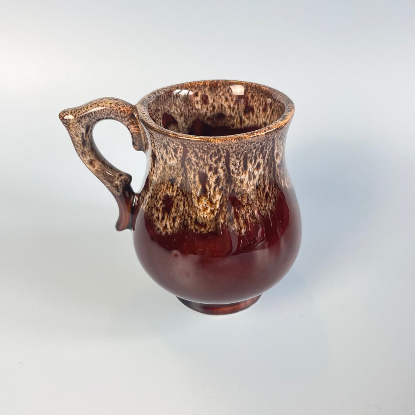 Brown Glazed Ceramic Swirl Coffee Pot Set With 6 Cups, Milk Jug & Sugar Bowl