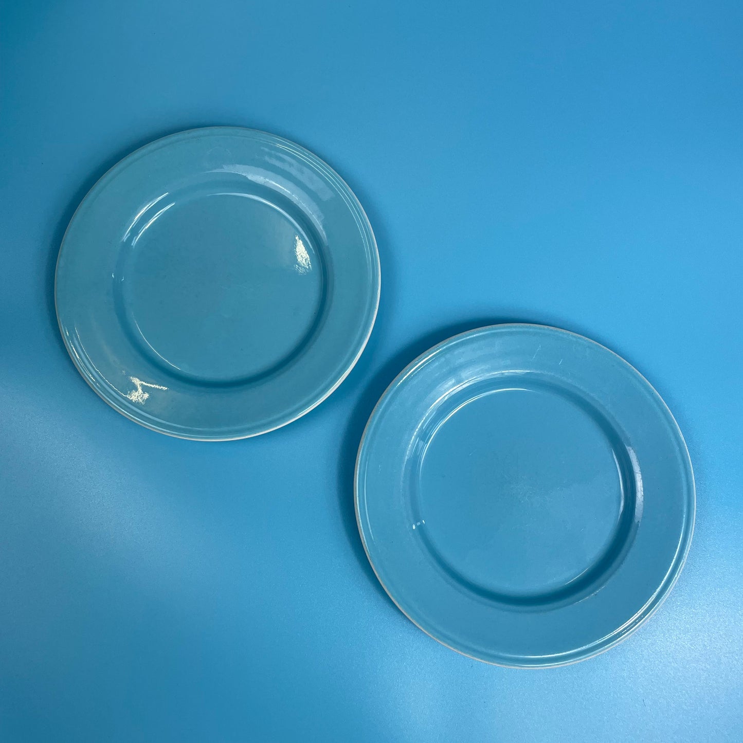 Pale Blue Ceramic Tea Plates (Pair)