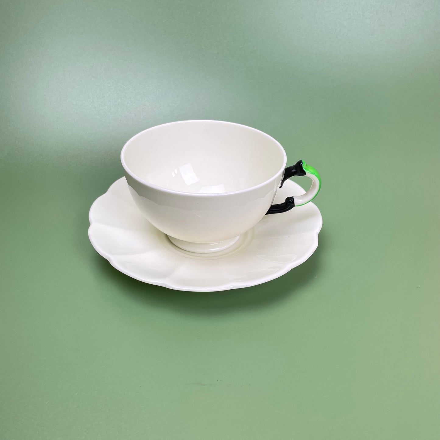 Cream Coloured Tuscan China Tea Cup & Flower Shaped Saucer