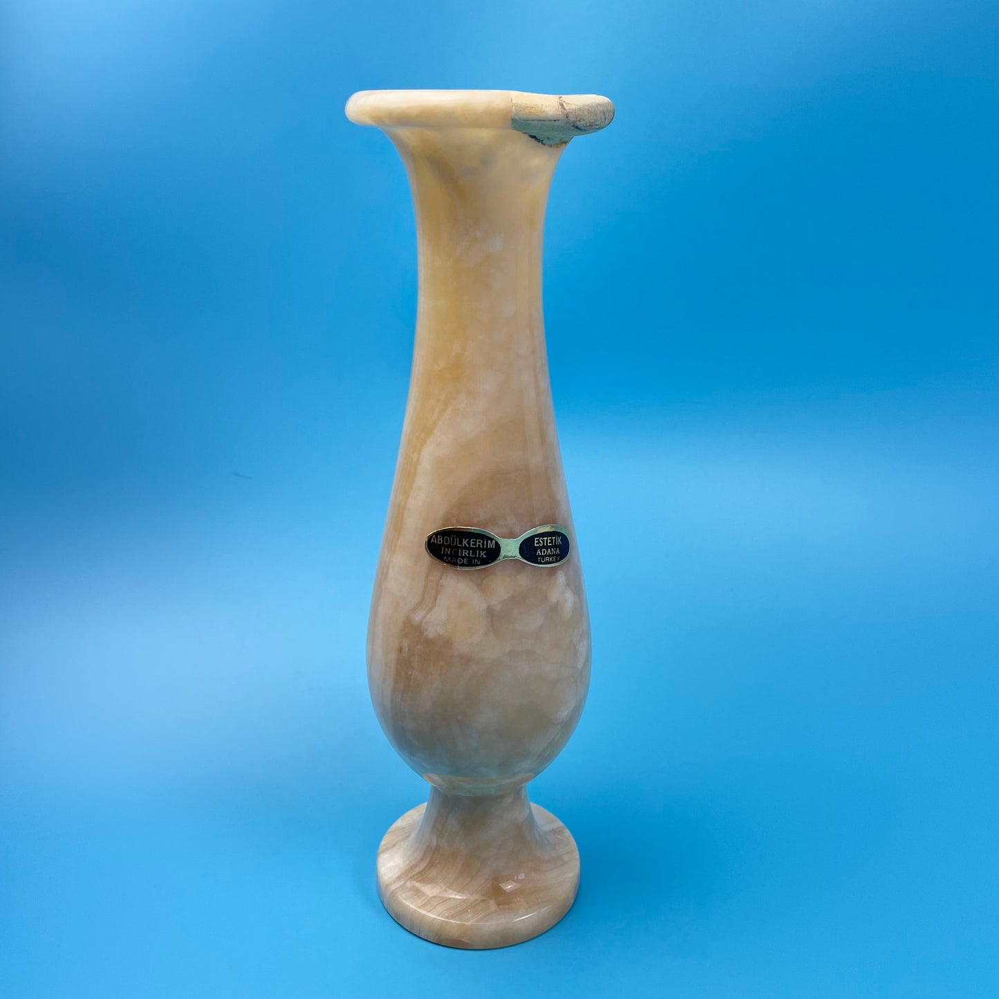 Tall Turkish Marble Vase Heavy