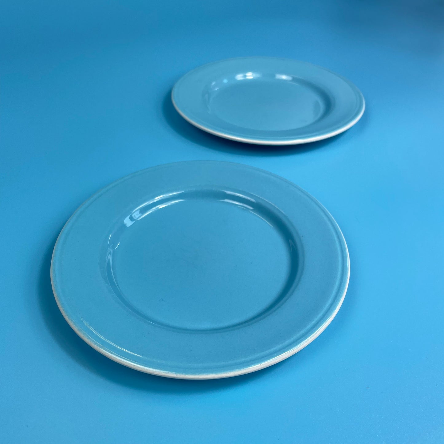 Pale Blue Ceramic Tea Plates (Pair)