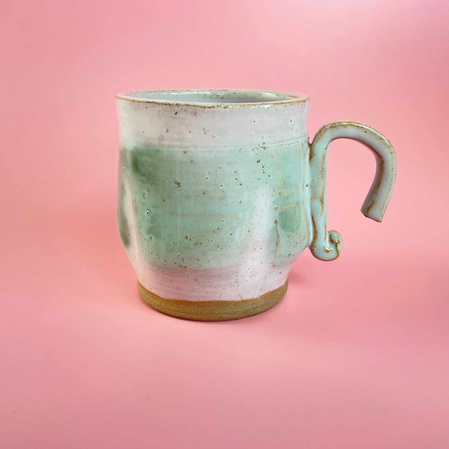 Glazed Green Earthenware Mugs x2