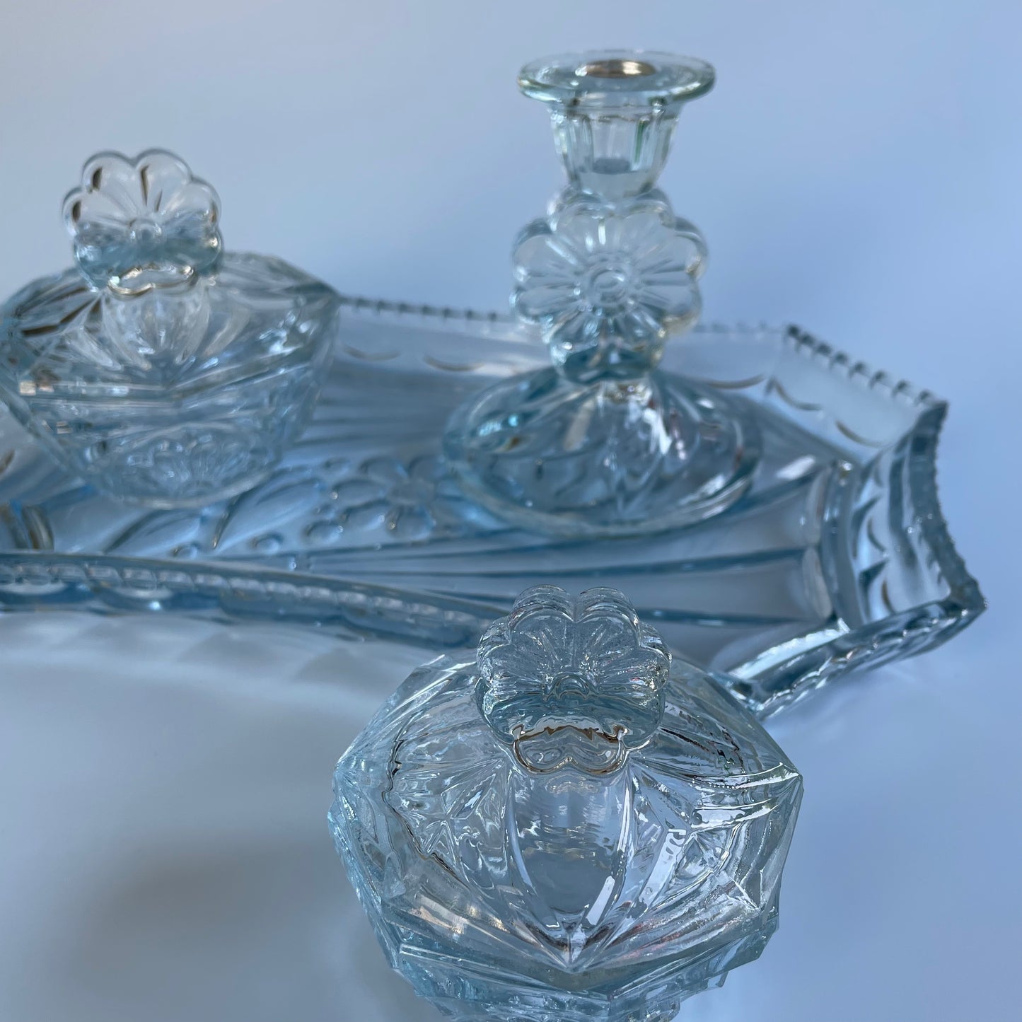 Vintage Petrol Blue Dressing Table Set