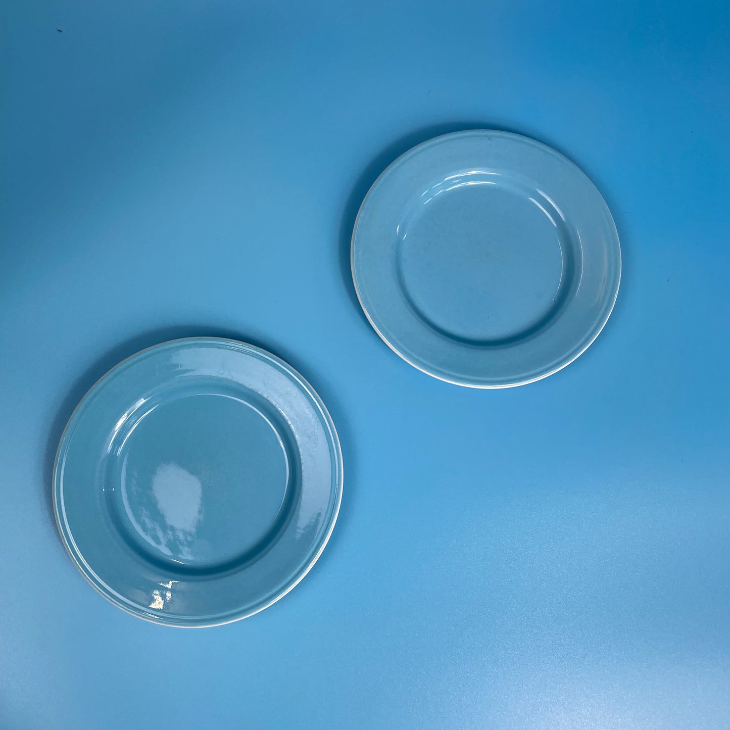 Pale Blue Ceramic Tea Plates (Pair)