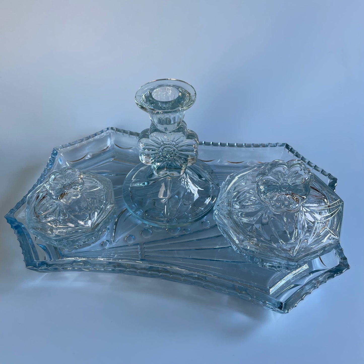 Vintage Petrol Blue Dressing Table Set