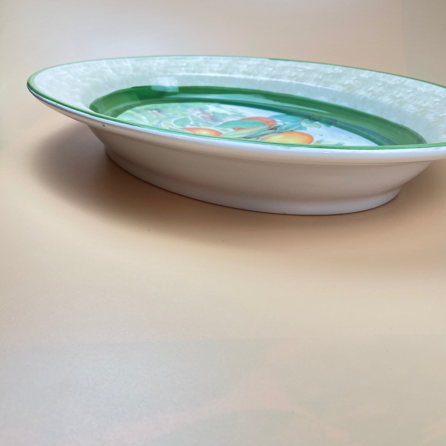 Italian Green Ceramic Serving Platter Oranges