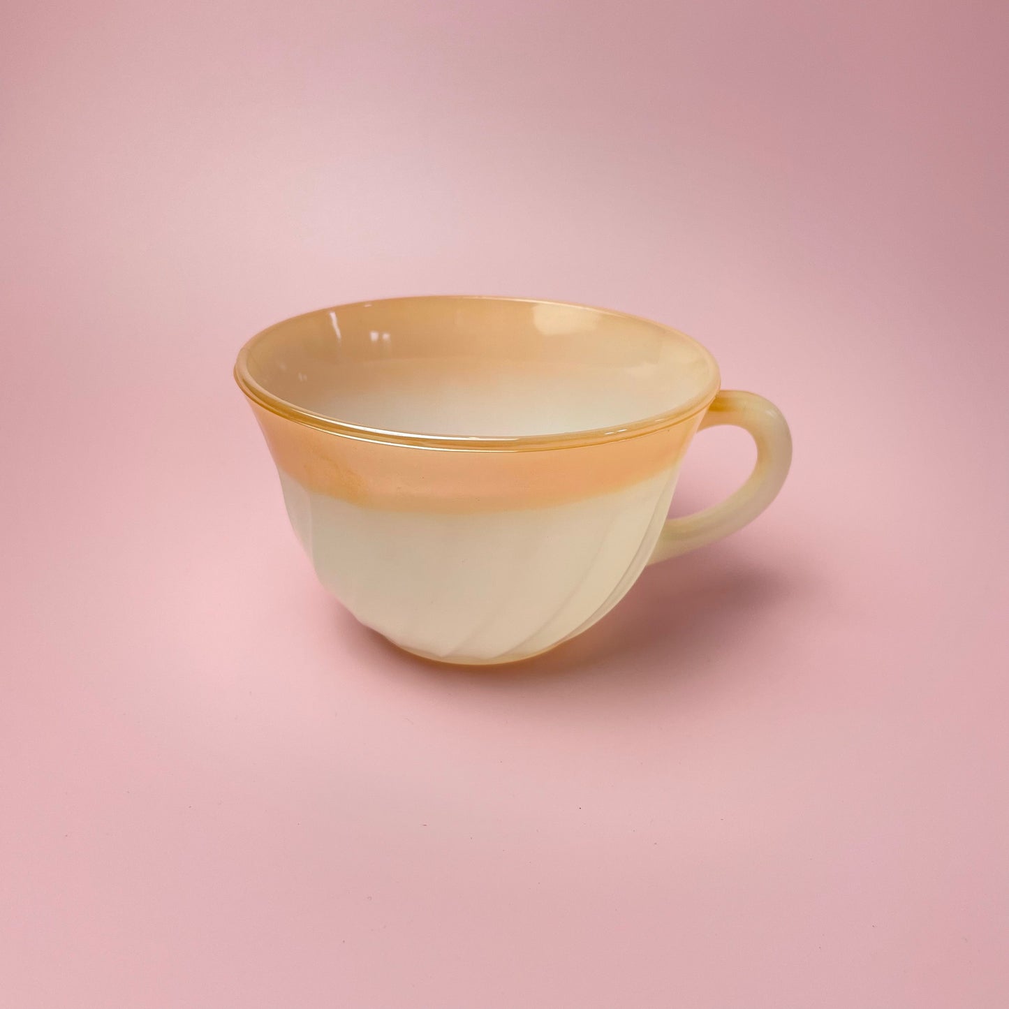 Fire King Grill Peach & White Lustre Tea Cup & Saucer (Singles)