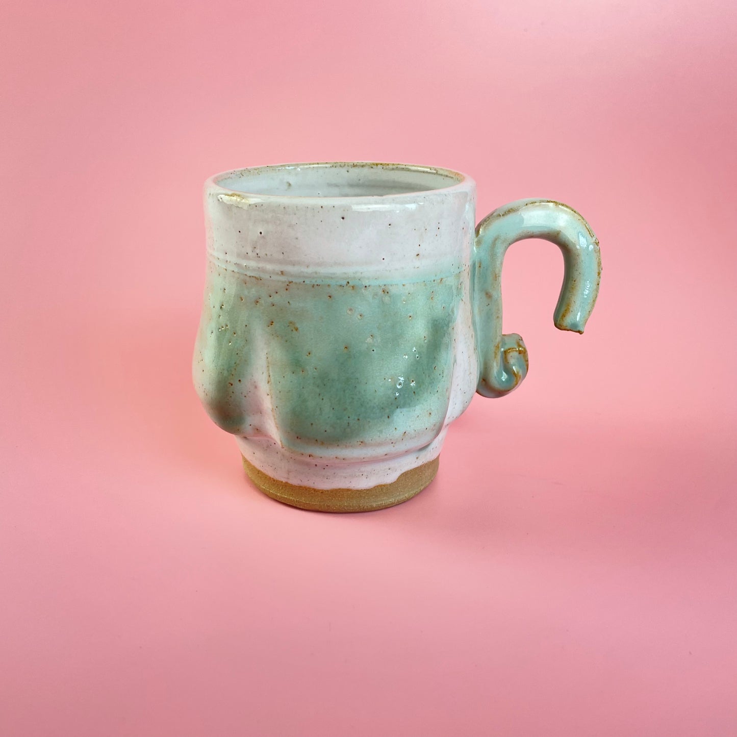Glazed Green Earthenware Mugs x2