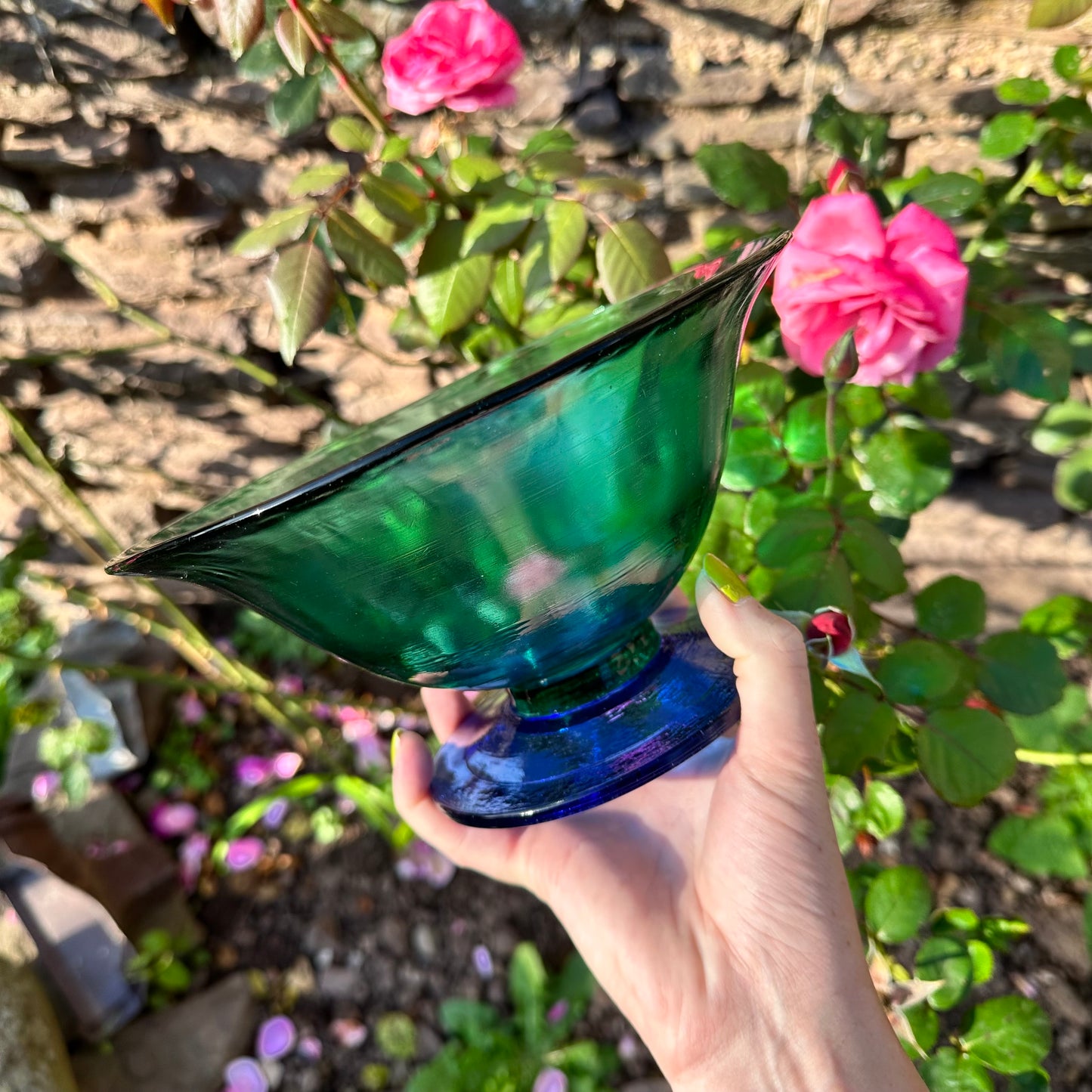 Green & Blue Glass Bowl