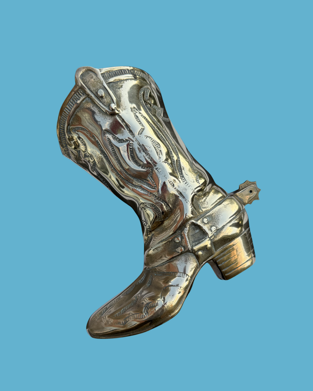 Brass Cowboy Boot Vase Large