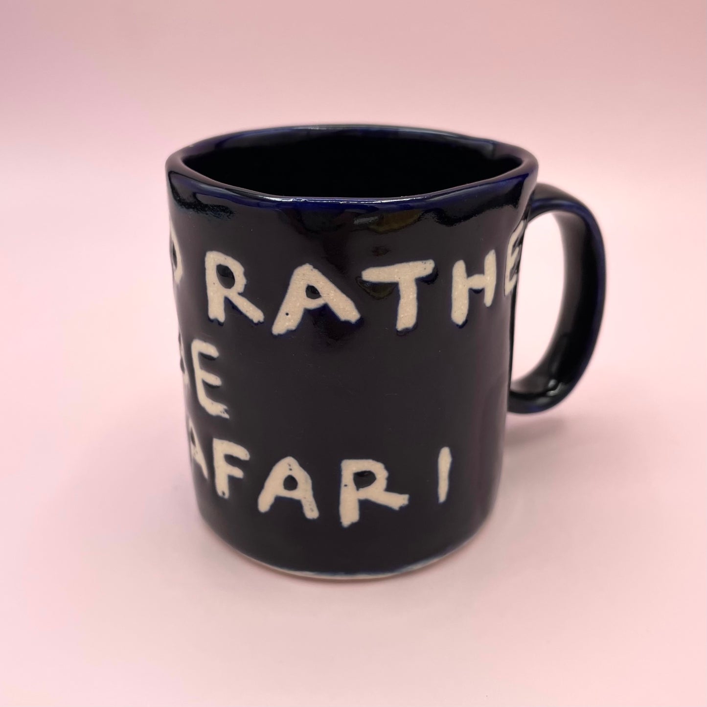 'I'd Rather Be On Safari’ Mug Blue