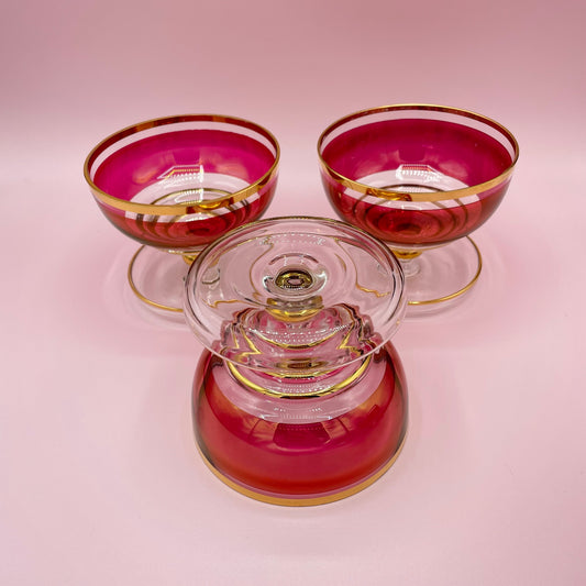 Cranberry Glass Bowls x5