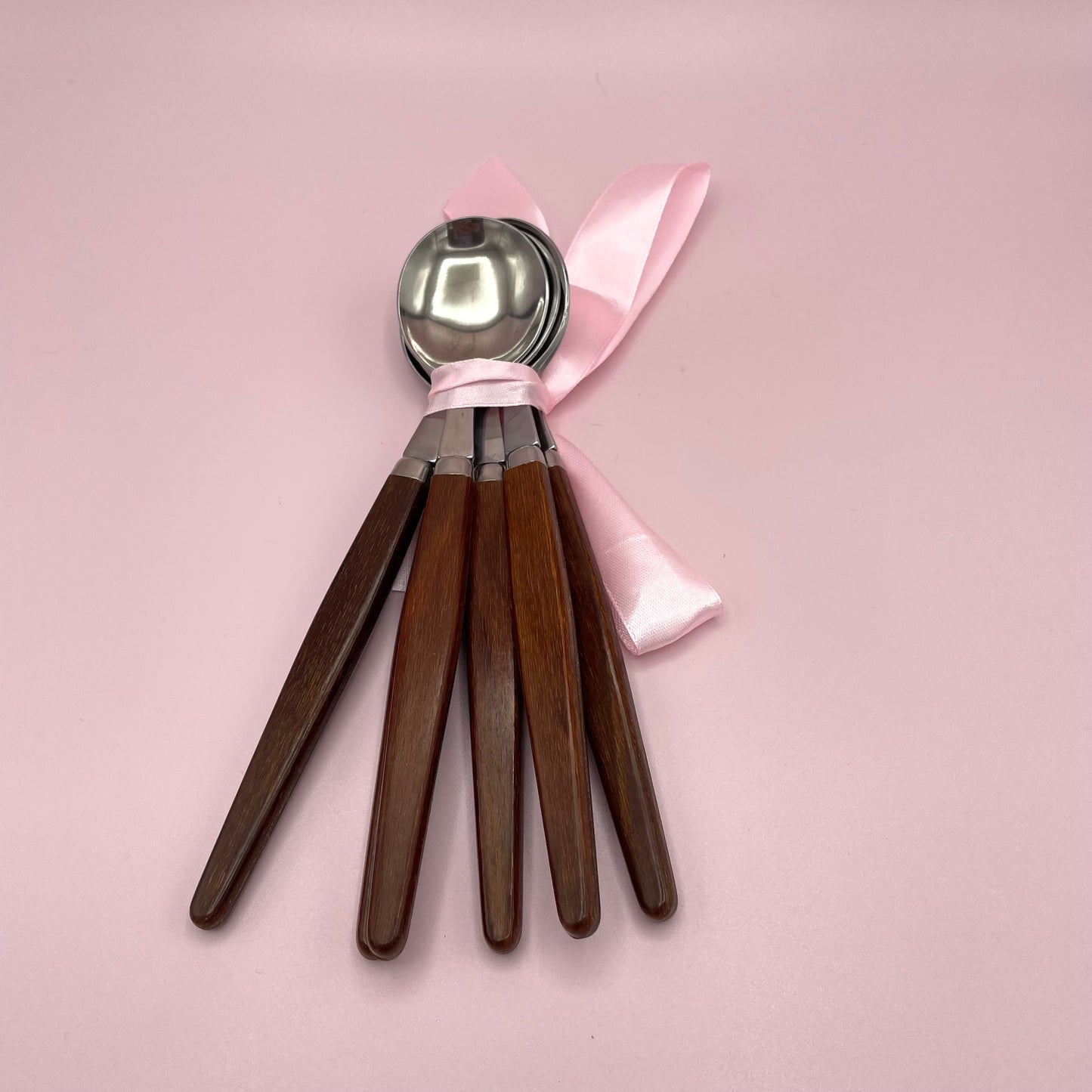 Teak Handle Soup/ Dessert Spoons x6