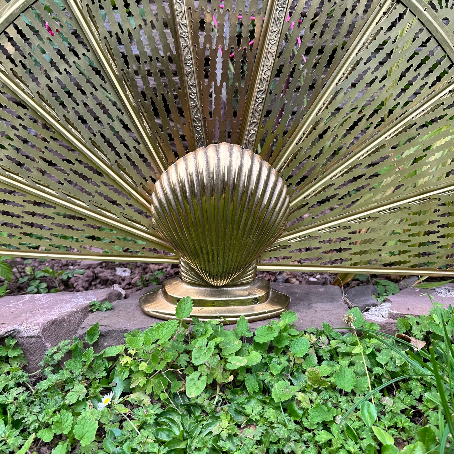 Brass Shell Design Fire Screen