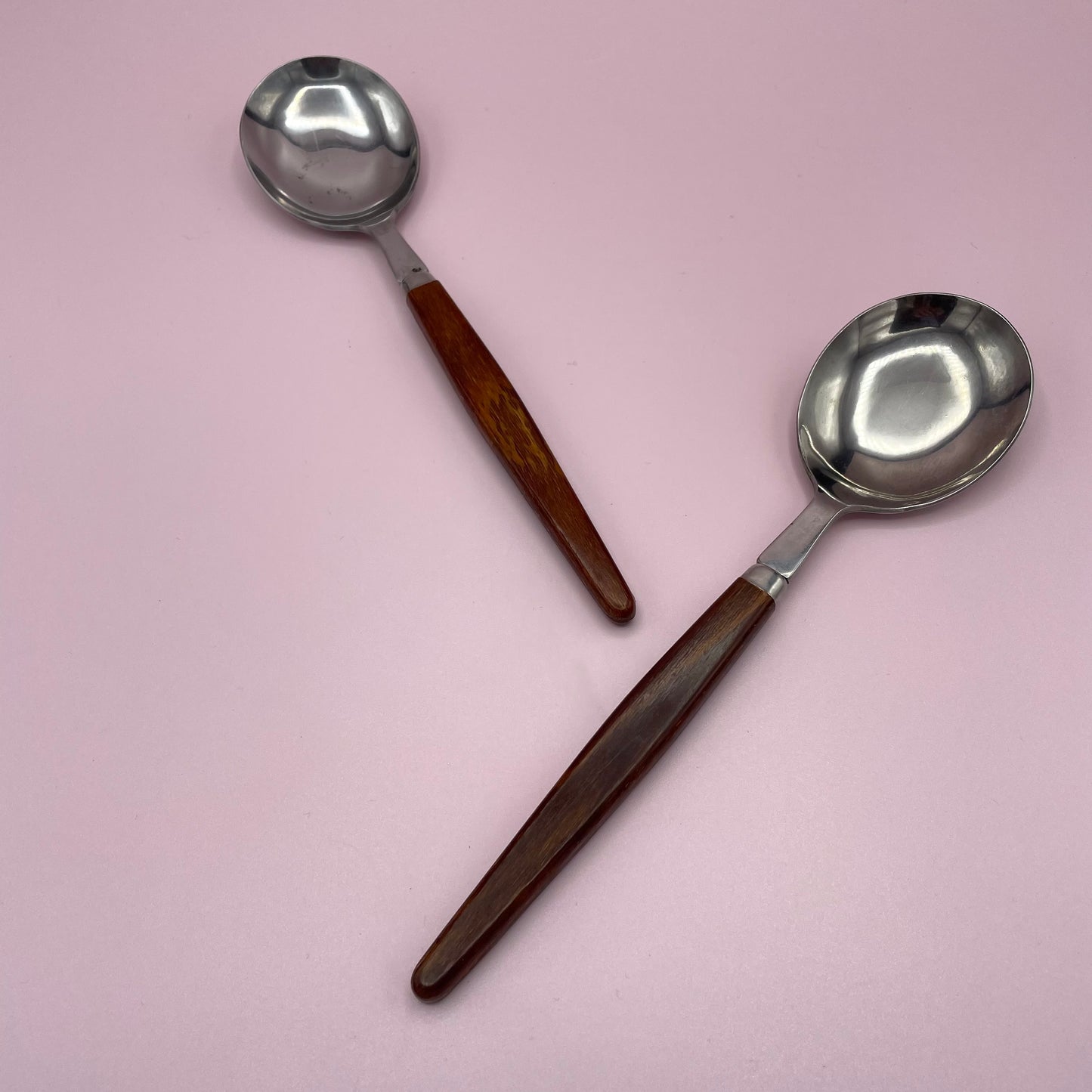 Teak Handle Serving Spoons x2