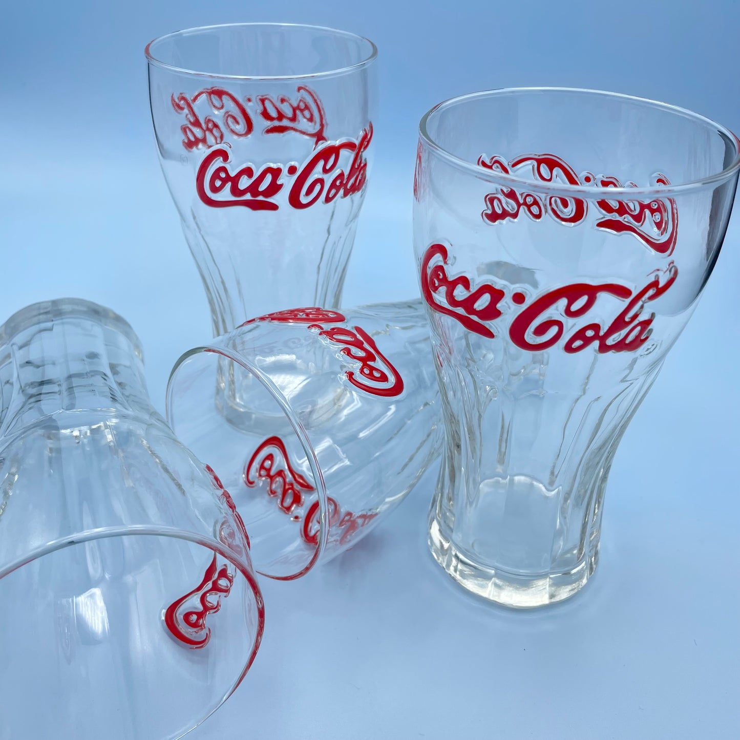 Clear Coke Glasses x 4