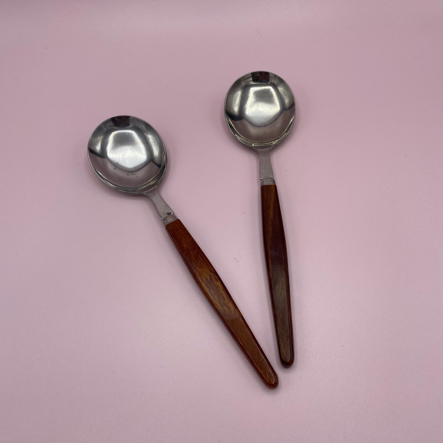 Teak Handle Serving Spoons x2