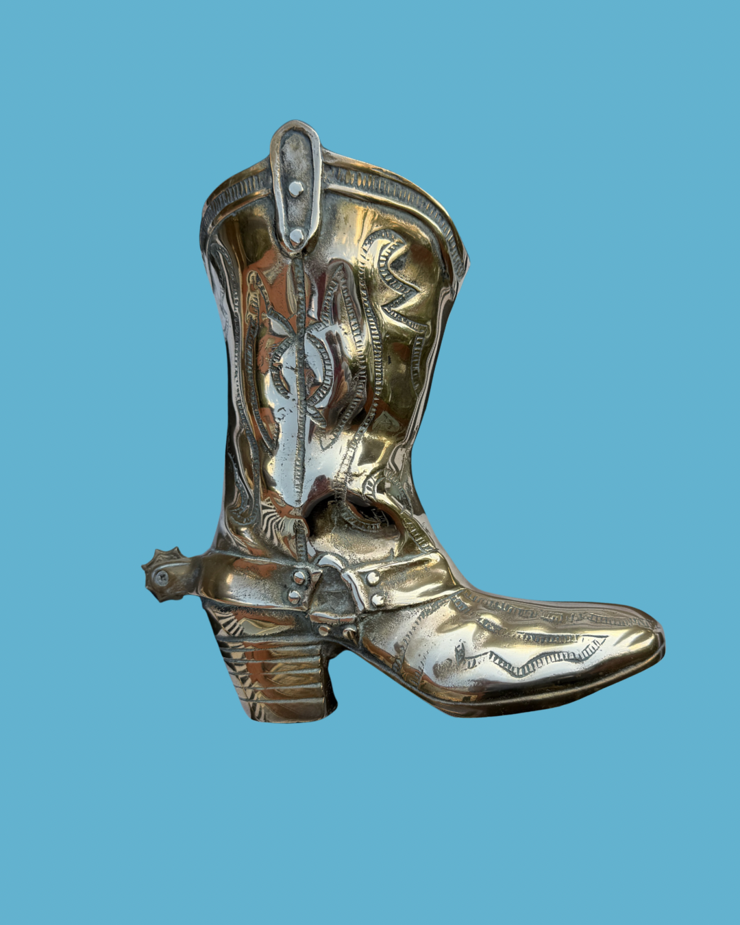 Brass Cowboy Boot Vase Large