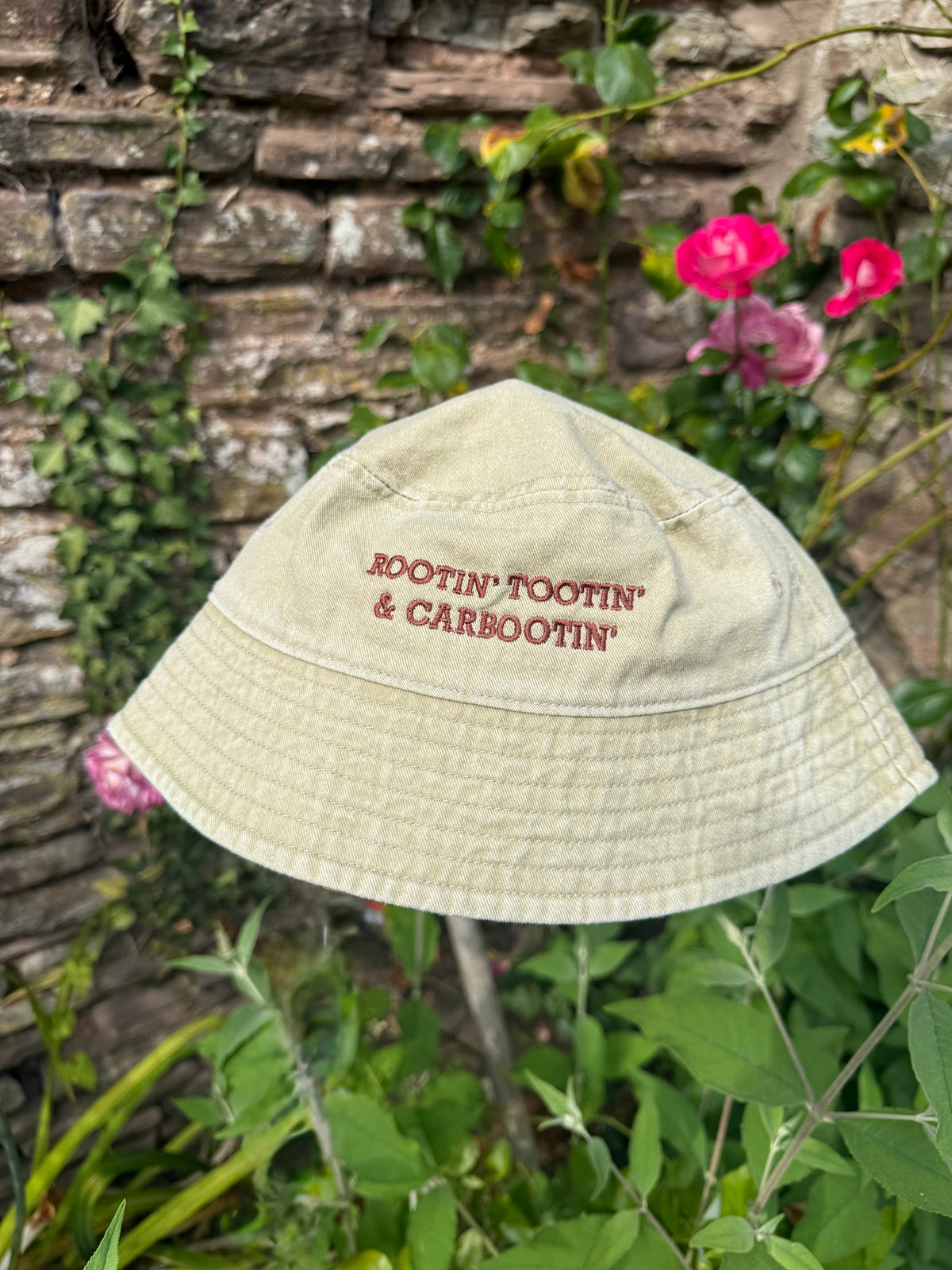 Rootin’ Tootin’ & Carbootin’ Bucket Hat Beige & Brown