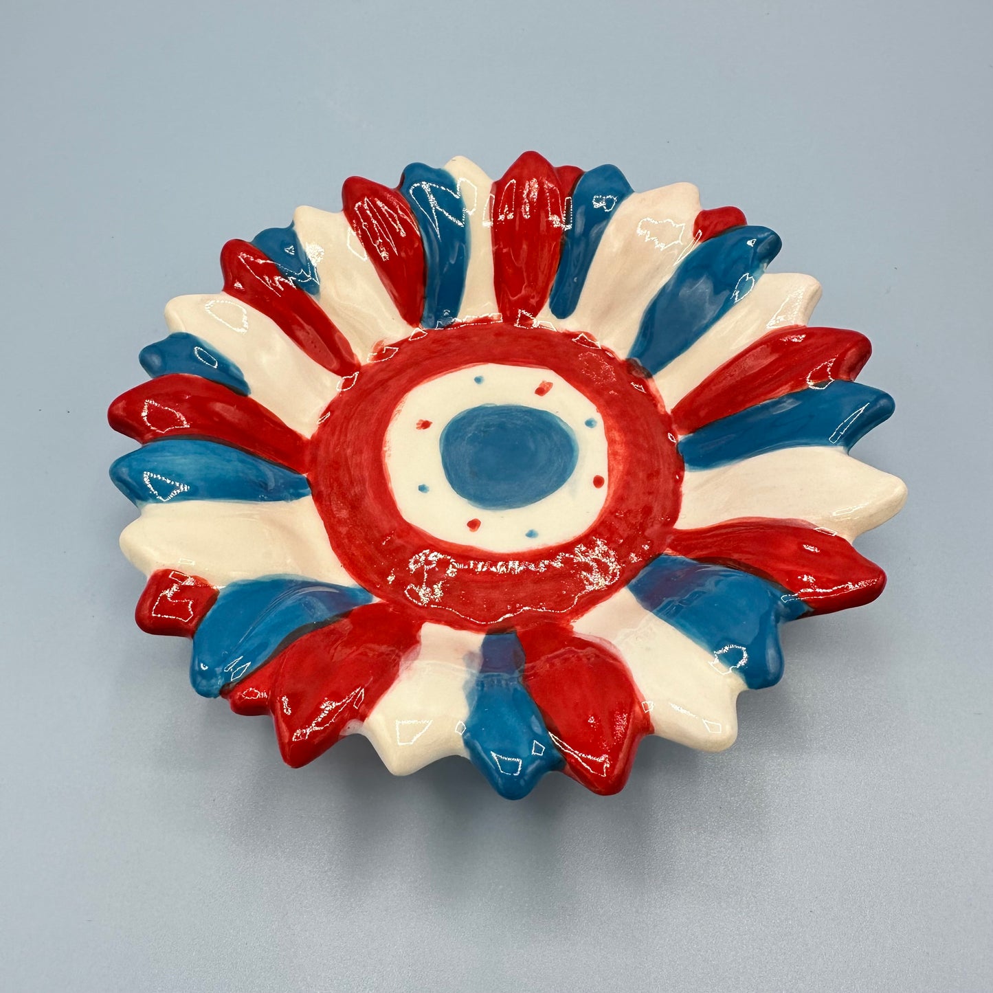 Red & Blue Ceramic Dish