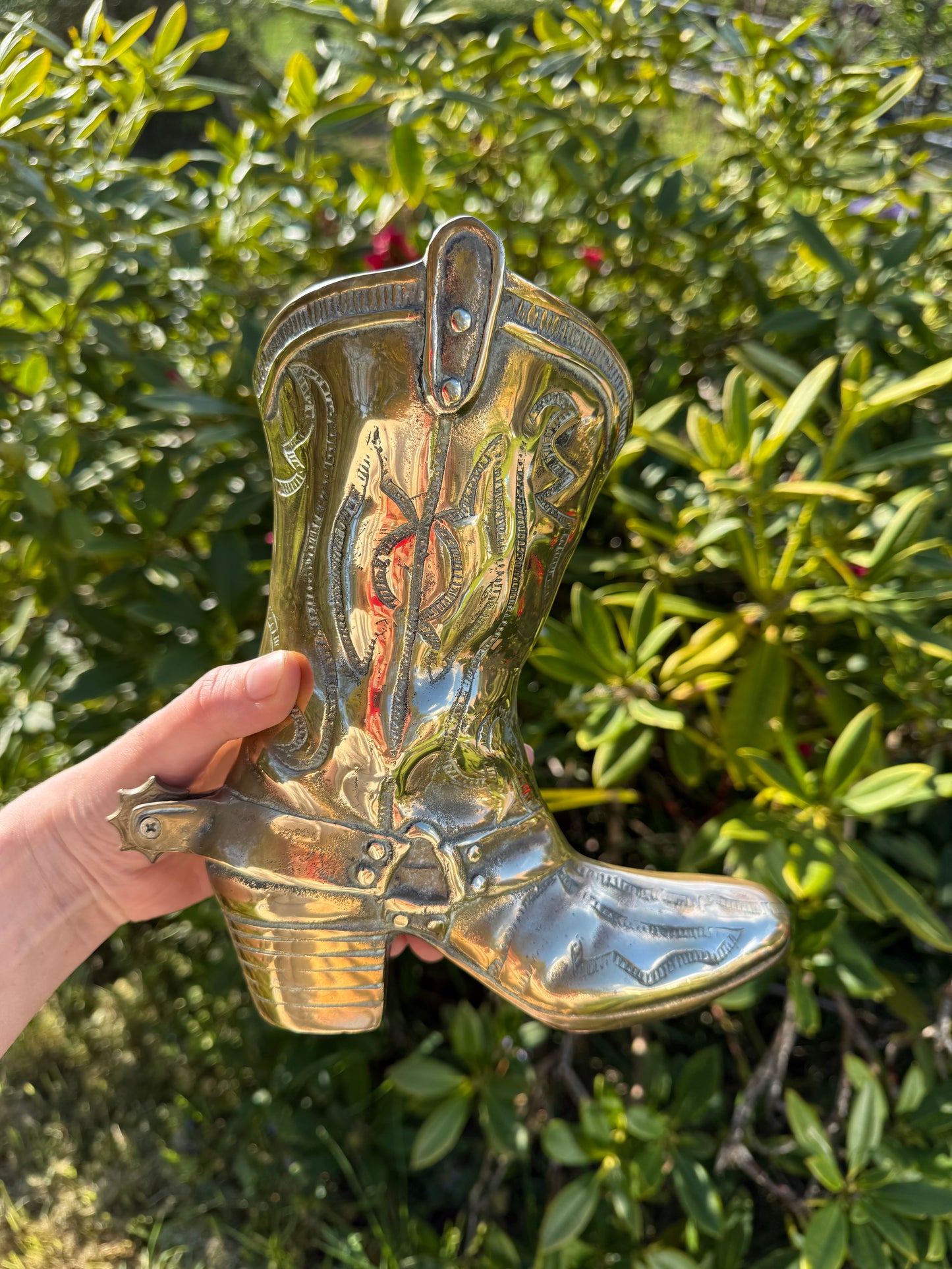 Brass Cowboy Boot Vase Large