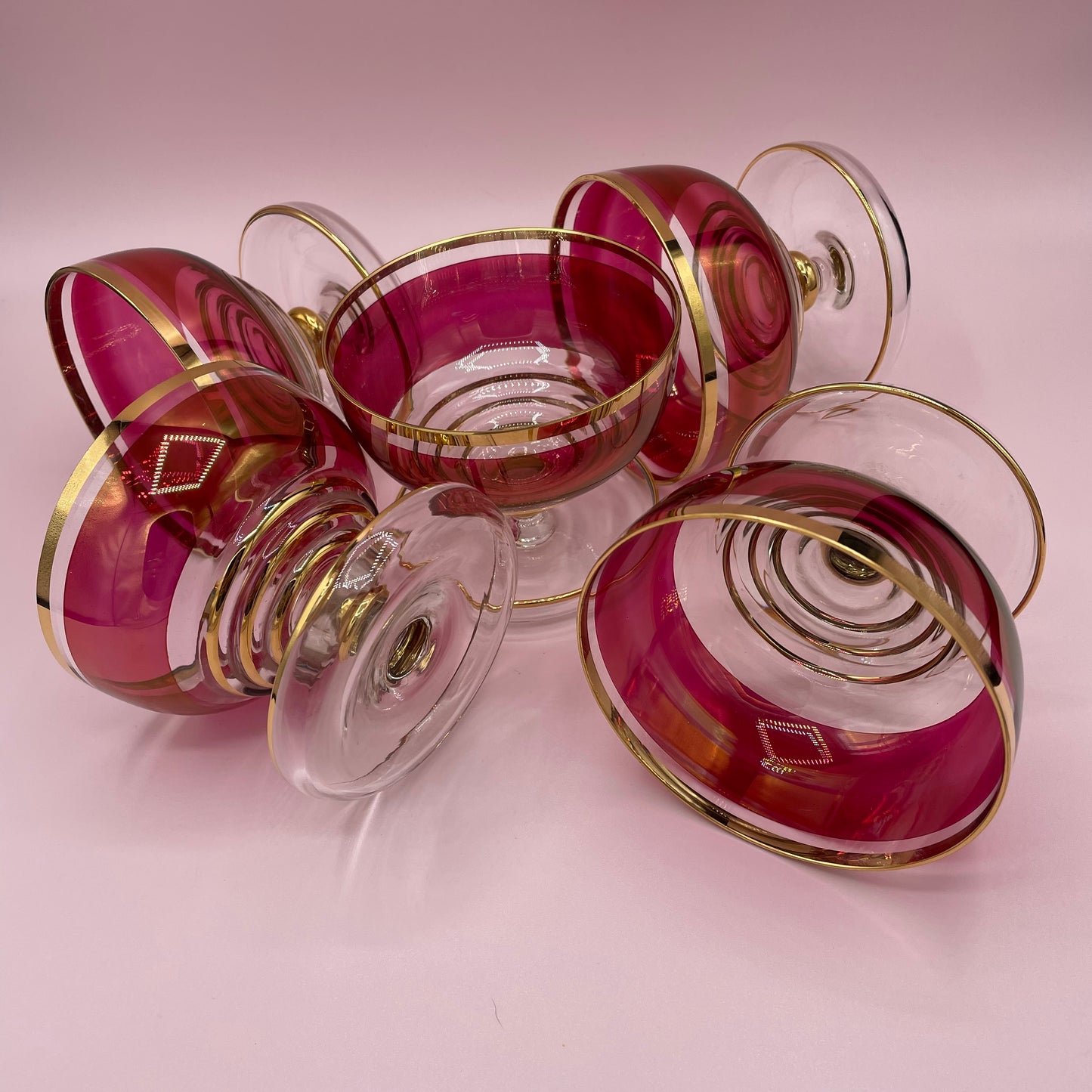 Cranberry Glass Bowls x5