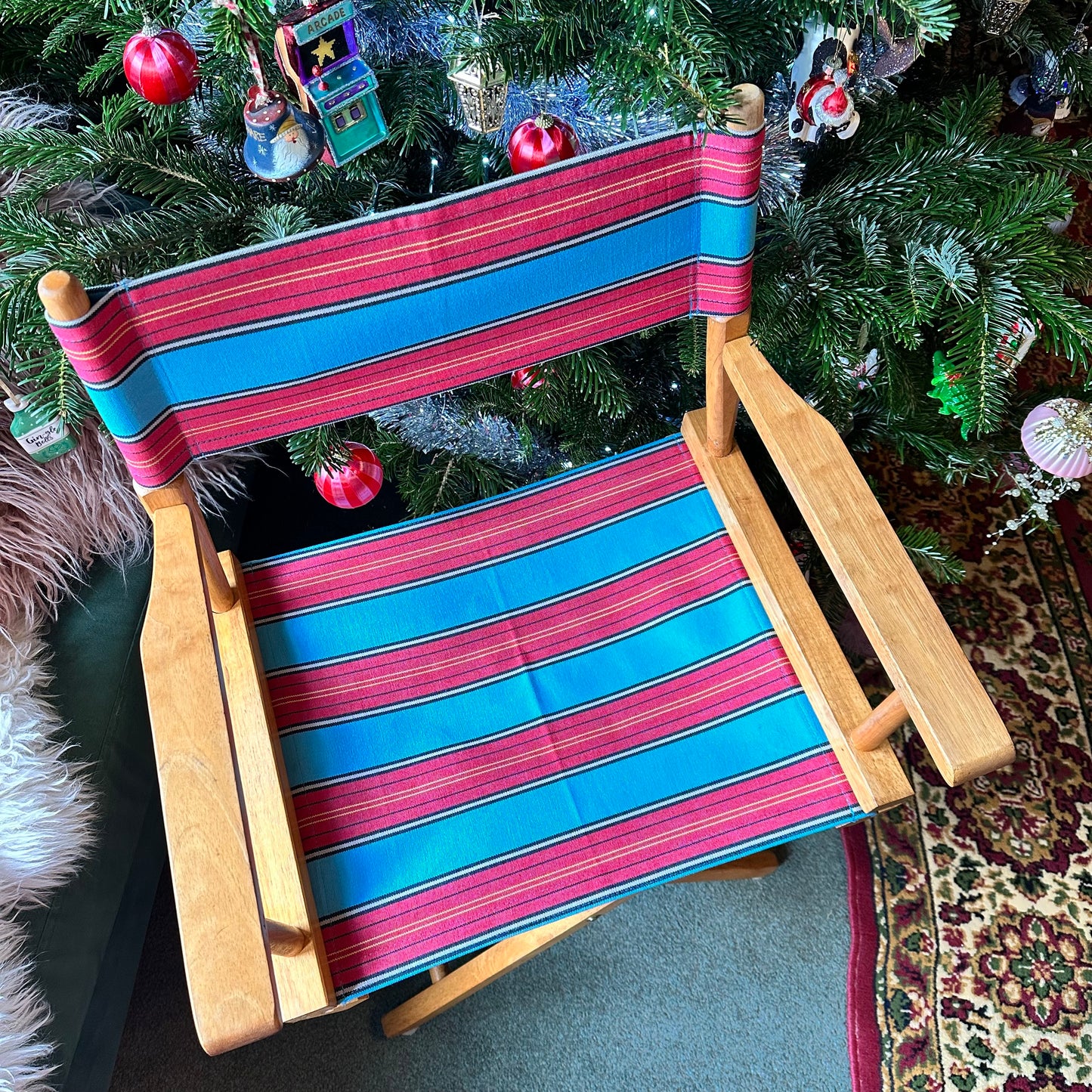 Candy Striped Director's Chair (Red & Blue)