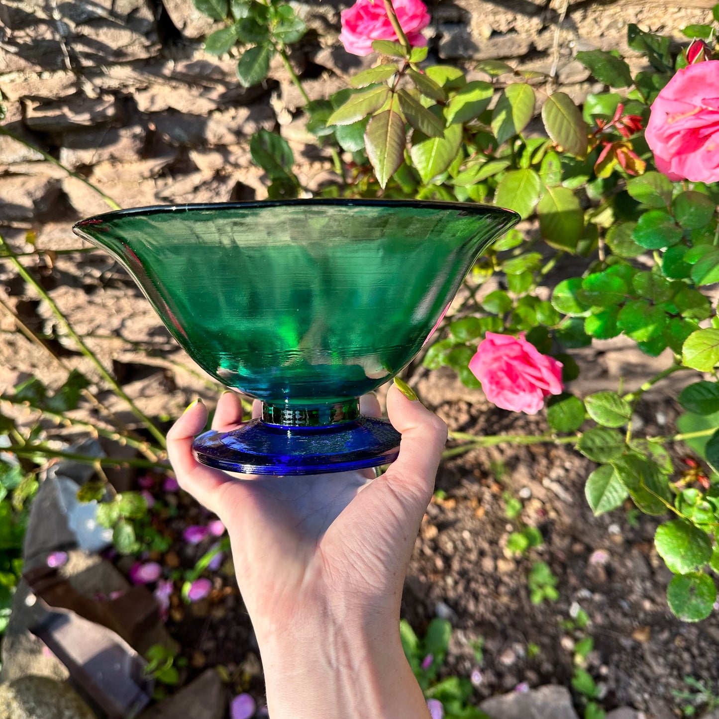 Green & Blue Glass Bowl