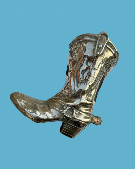 Brass Cowboy Boot Vase Large