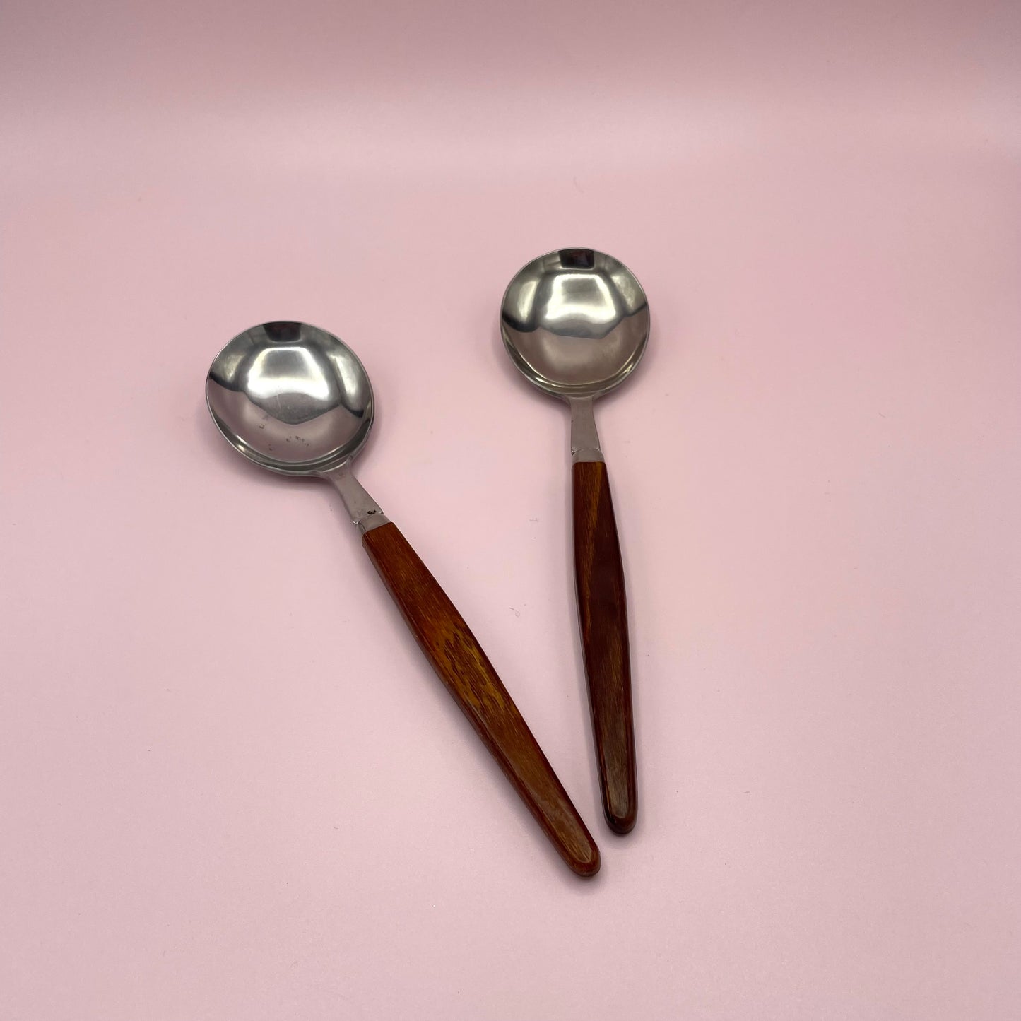 Teak Handle Serving Spoons x2