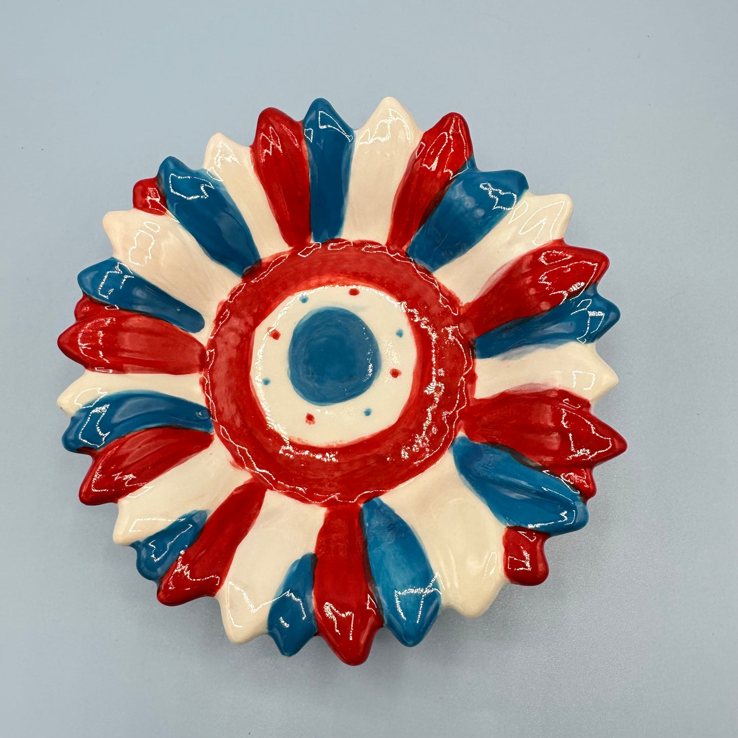 Red & Blue Ceramic Dish